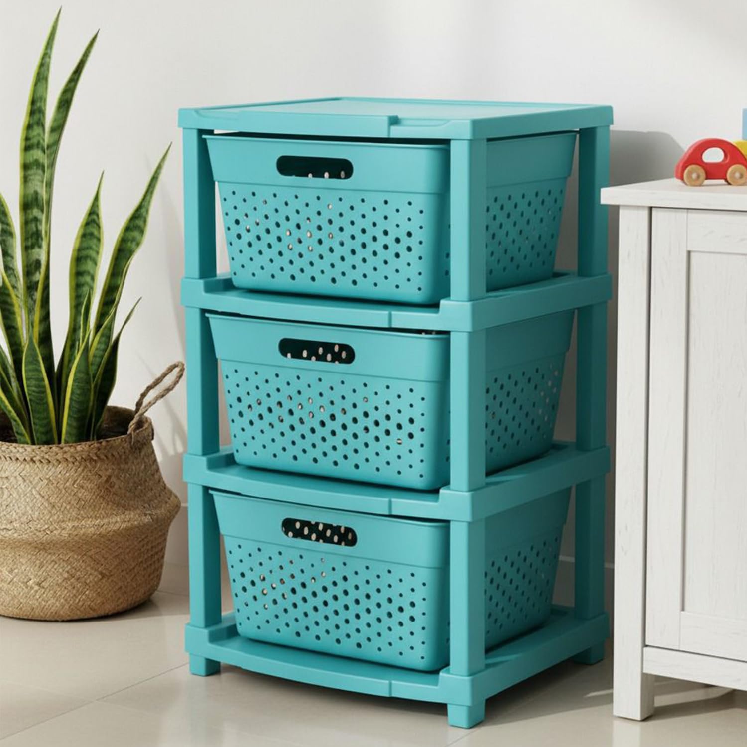 JD FRESH 6-Tier Plastic Storage Cabinet Organizer/Modular Plastic Drawer System for Home, Office, Hospital, Parlor, School, Doctors, and Kids' Rooms/Modular Kitchen & Toy Organizer (GREY)