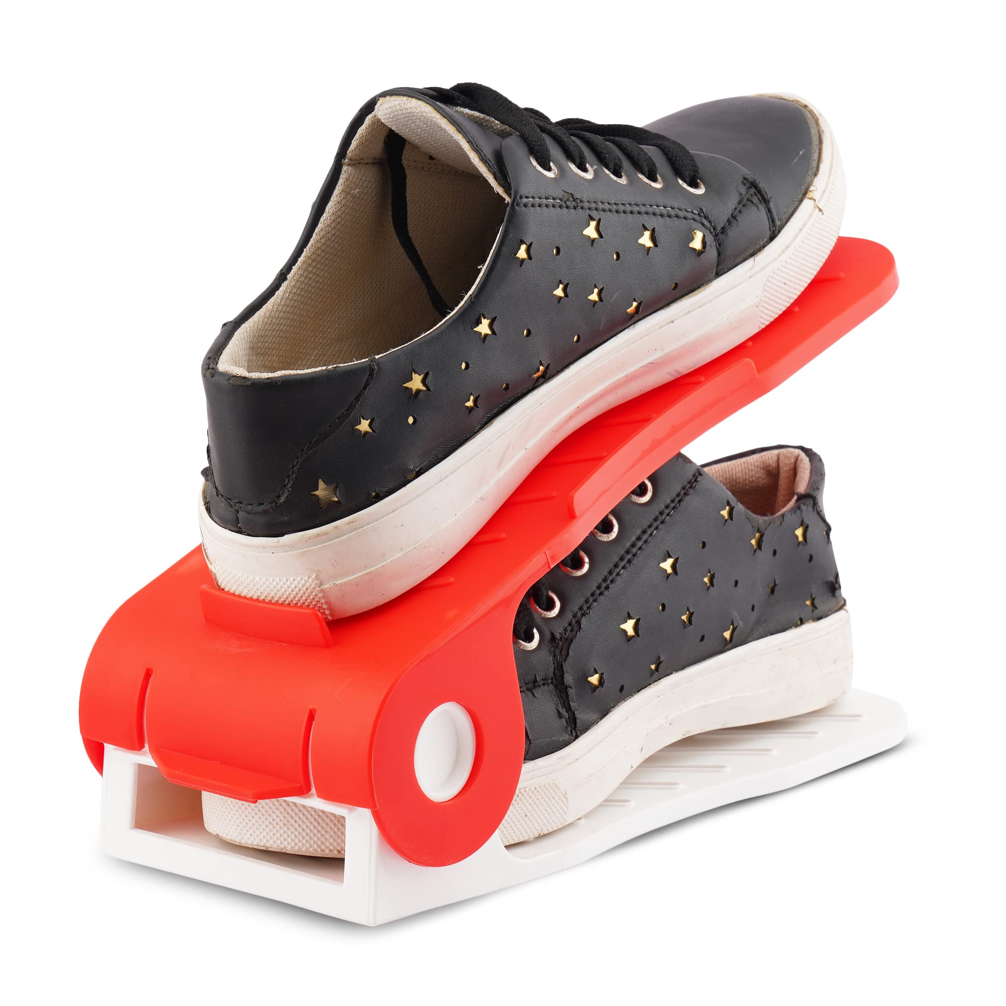 mechdel Adjustable Height Shoe Organizer/Organiser/Shoe Shelf/Rack/Space Saver – Dual Layer Plastic Shoe Stand for Home, Closet & Entryway (Blue, 12PCS)