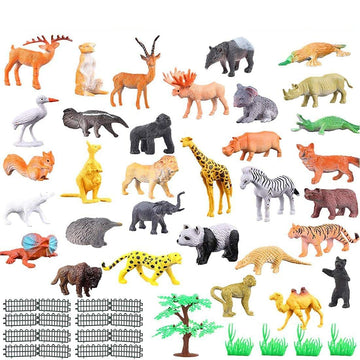 VERAT 53 Pcs Animals Figure Mini Jungle Toys Set Realistic Wild Plastic Animal Learning Party Favors for Boys Girls Kids Toddlers Forest Small Playset Cupcake Topper Safari Animals Figures