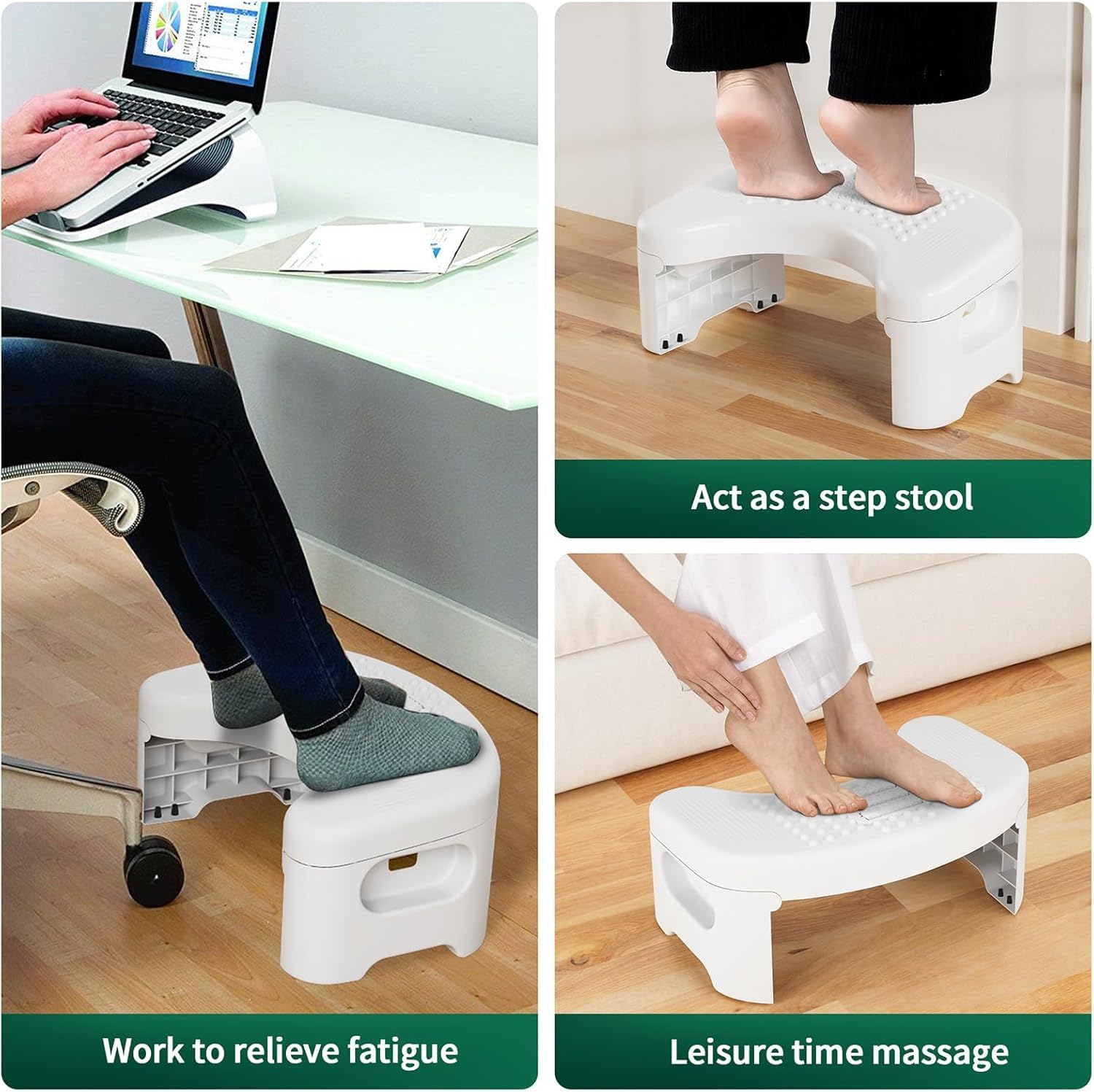 MECHDEL Toilet Squat Stool | Squat Potty | Foot Stool | Step Stool | Potty Stool for Adults | Western Toilet | Scientific Angle | Anti-Slip Stool (White, Foldable : Toilet Stool)