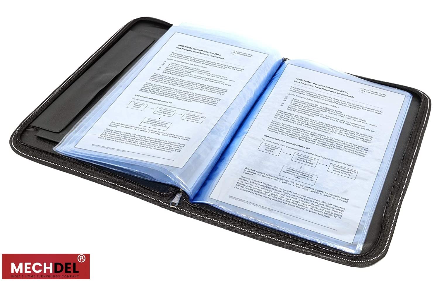 Mechdel PU Leather Multipurpose 24 File Sleeve to Store A4 Professional Files and Folders, Certificate, Legal Size Documents Holder and for Men and Women (Grey)