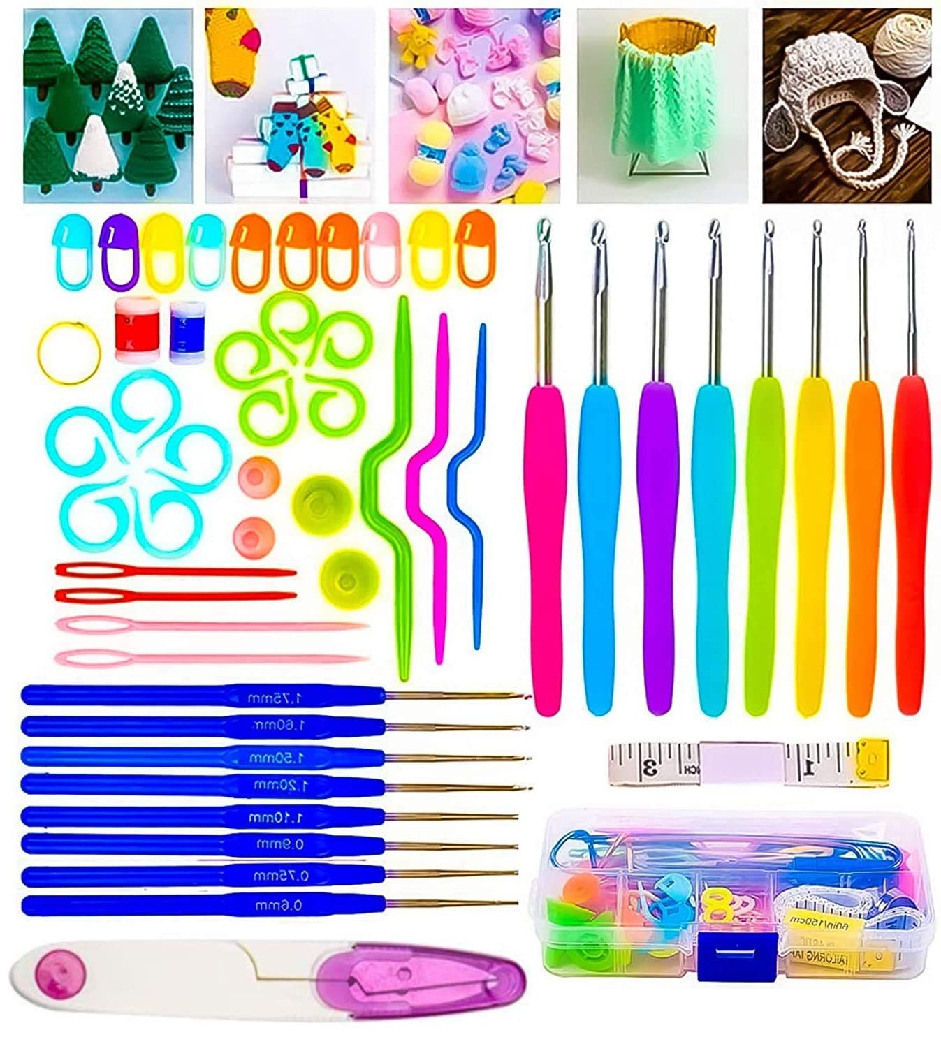 MECHDEL 8 Pcs Hooks Set,Small Hooks,Lace Crochet Hooks Set,Ergonomic Handle Lace Hooks Set for Arthritic Hands, Hook, Knitting Kit, Needle Set