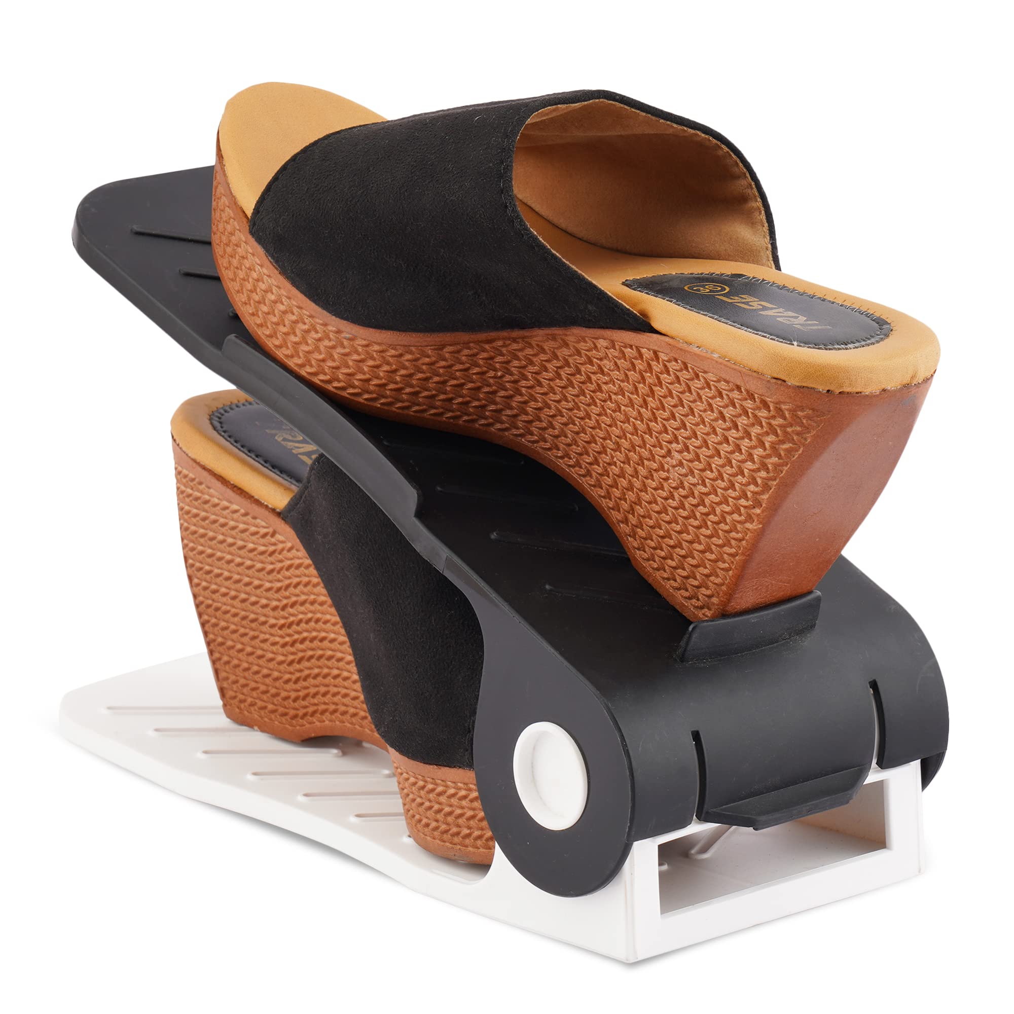 mechdel Adjustable Height Shoe Organizer/Organiser/Shoe Shelf/Rack/Space Saver – Dual Layer Plastic Shoe Stand for Home, Closet & Entryway (Blue, 12PCS)