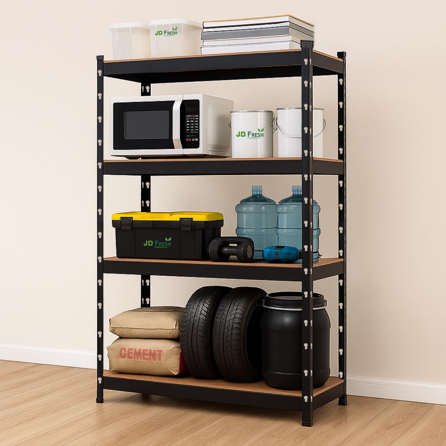 JD FRESH 5-Tier Extra Large Metal Shelf Rack/Adjustable Boltless Shelving Unit/Heavy Duty Display Rack Organizer for Garage/Kitchen/Warehouse/Tool-Free Assembly and Rust-Resistant (72Hx36Wx12L Inch)
