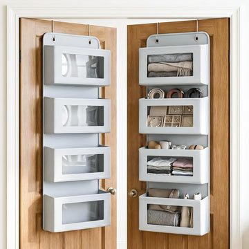 mechdel Over the Door Organizer with Large Pockets, Anti-Tilt Hanging Storage for Bedroom, Closet, Bathroom, Pantry, Nursery (WHITE, 4LAYER-DOOR HANGER)