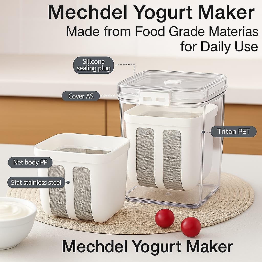 MECHDEL Yogurts Make Strainers/Soybean Milk, Kefir, Berries, Soup, & Lid for Thick,Soybean Milk,Curd Maker with Yogurts Filter | Hung Curd Maker for Home |(Greek Yogurt Strainer, 1PCS)