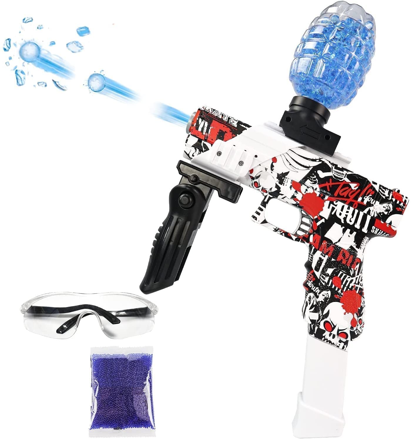 Gel Blaster Gun Automatic Toy Gun for Kids Electric Operated Gun Toy High Speed Upto 50 Feet Range Including 10000 Gel Balls Color Red