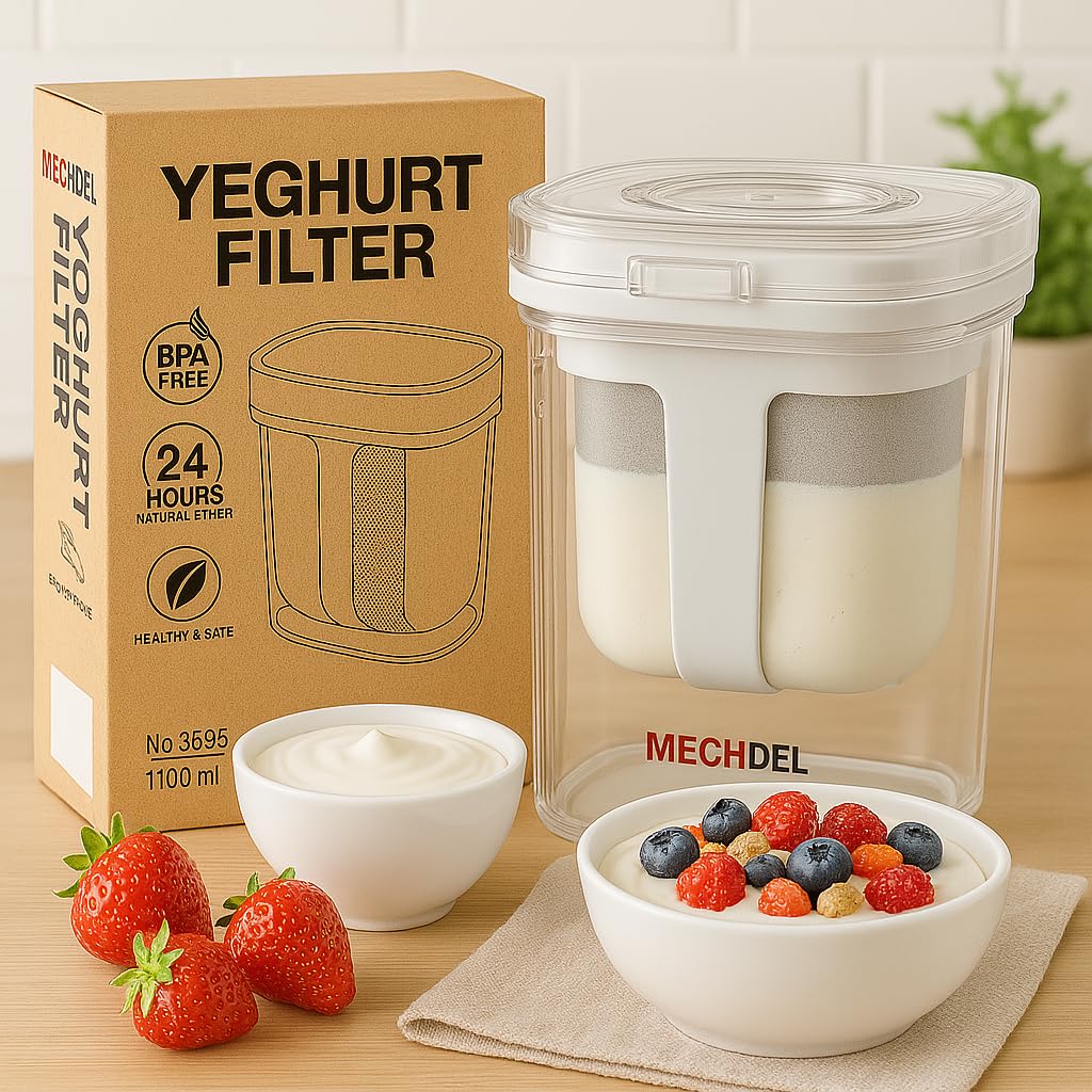 MECHDEL Yogurts Make Strainers/Soybean Milk, Kefir, Berries, Soup, & Lid for Thick,Soybean Milk,Curd Maker with Yogurts Filter | Hung Curd Maker for Home |(Greek Yogurt Strainer, 1PCS)