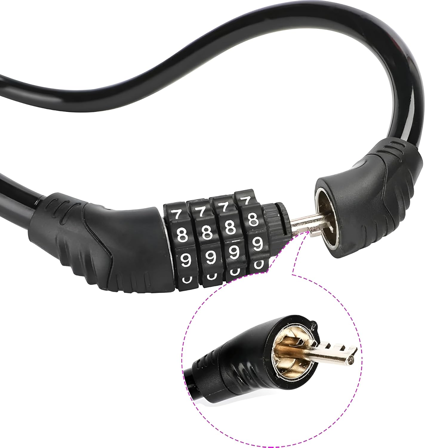 Bike Lock Bicycle Cable High Security Resettable Combination Coiling Bicycle Lock Heavy Duty Anti Theft Cable with Mounting Bracket (Heavy Duty Anti-Theft Protection, 75CM Multi-Purpose Lock)