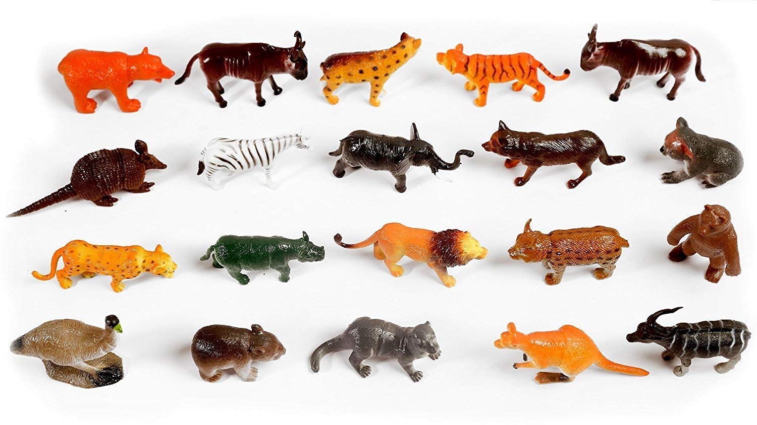 VERAT 53 Pcs Animals Figure Mini Jungle Toys Set Realistic Wild Plastic Animal Learning Party Favors for Boys Girls Kids Toddlers Forest Small Playset Cupcake Topper Safari Animals Figures