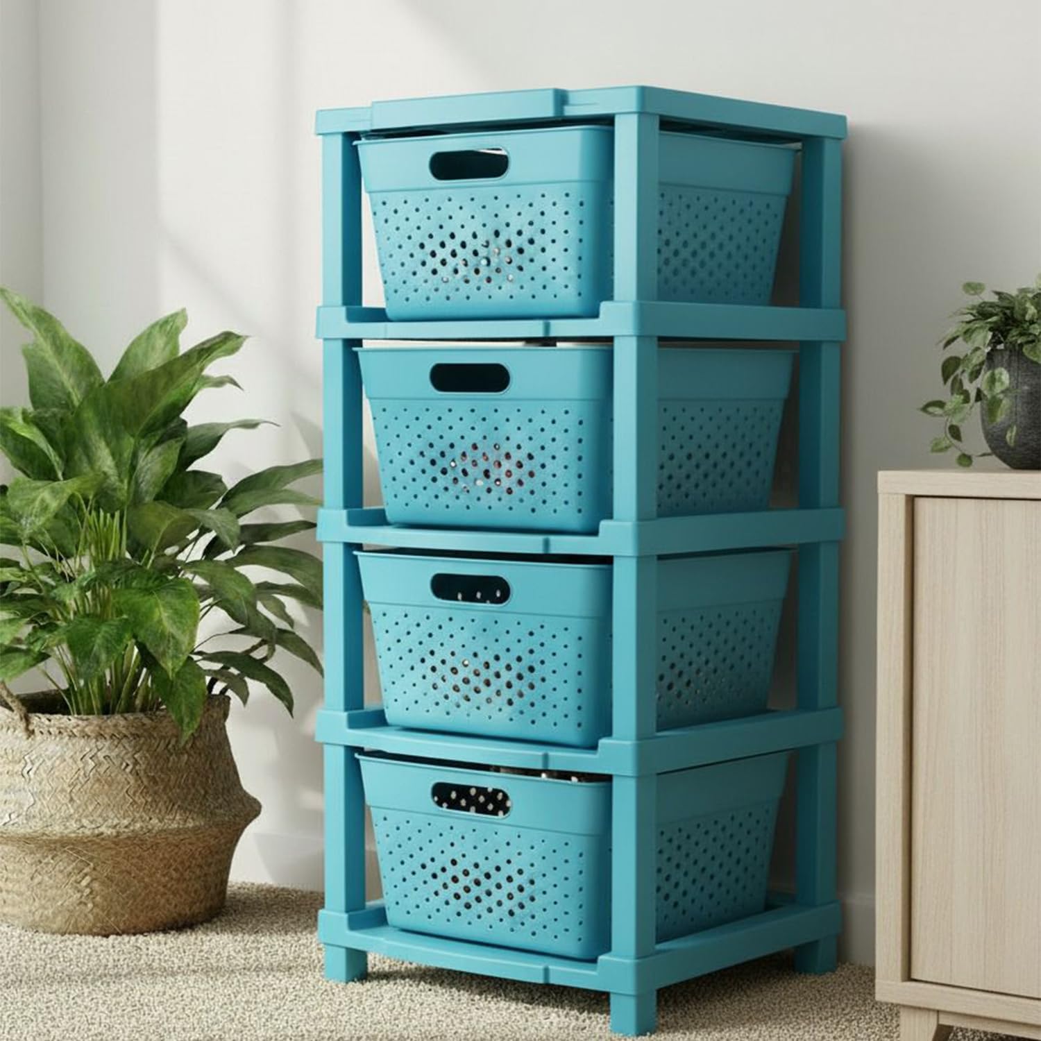 JD FRESH 6-Tier Plastic Storage Cabinet Organizer/Modular Plastic Drawer System for Home, Office, Hospital, Parlor, School, Doctors, and Kids' Rooms/Modular Kitchen & Toy Organizer (GREY)