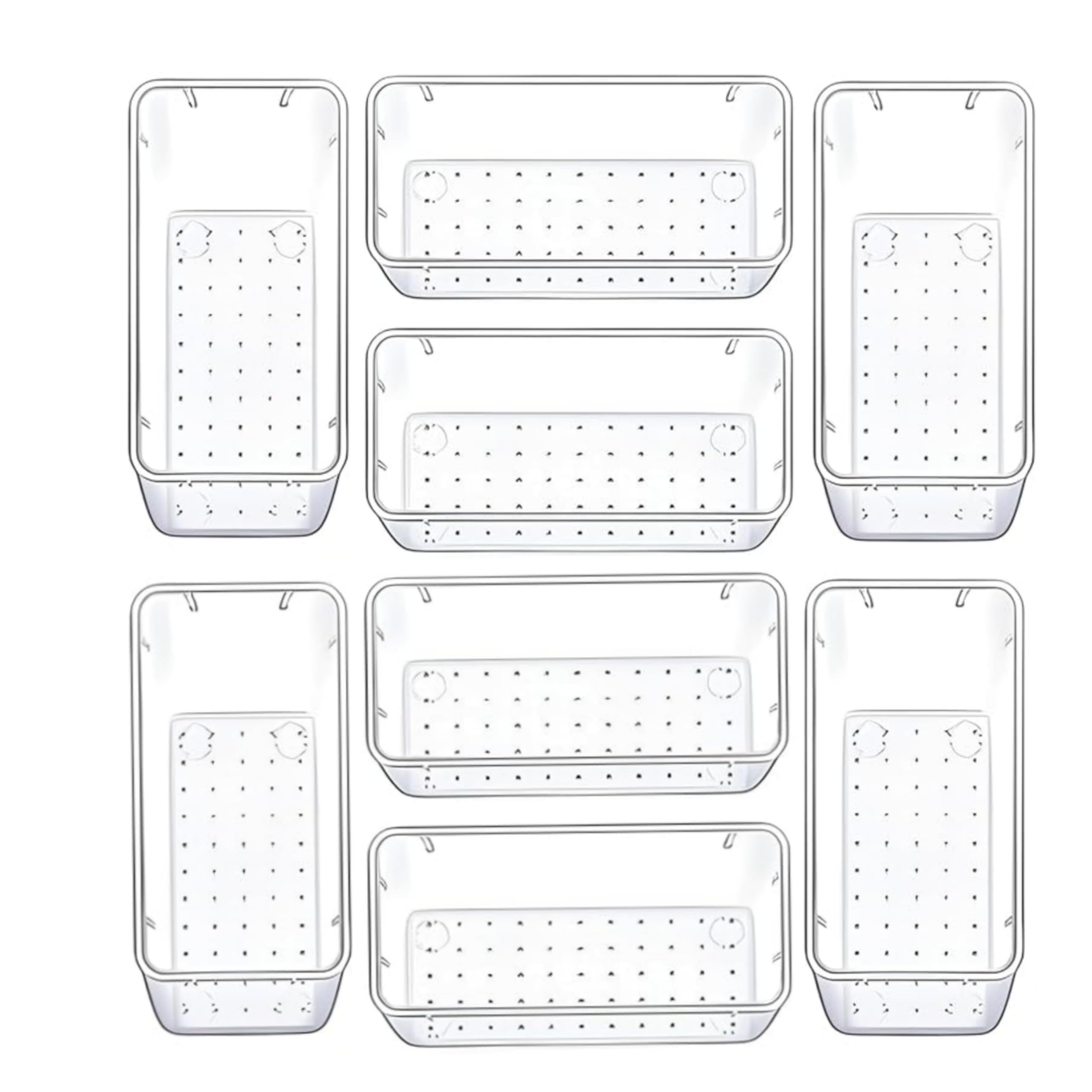MECHDEL Drawer Organizer Set/Bathroom and Dressing Table Trays/Cosmetic Display/Bathroom Cosmetic Organizers/Unbreakable Drawer Organizer/Drawer Divider Tray (Transparent, 21PCS Set)