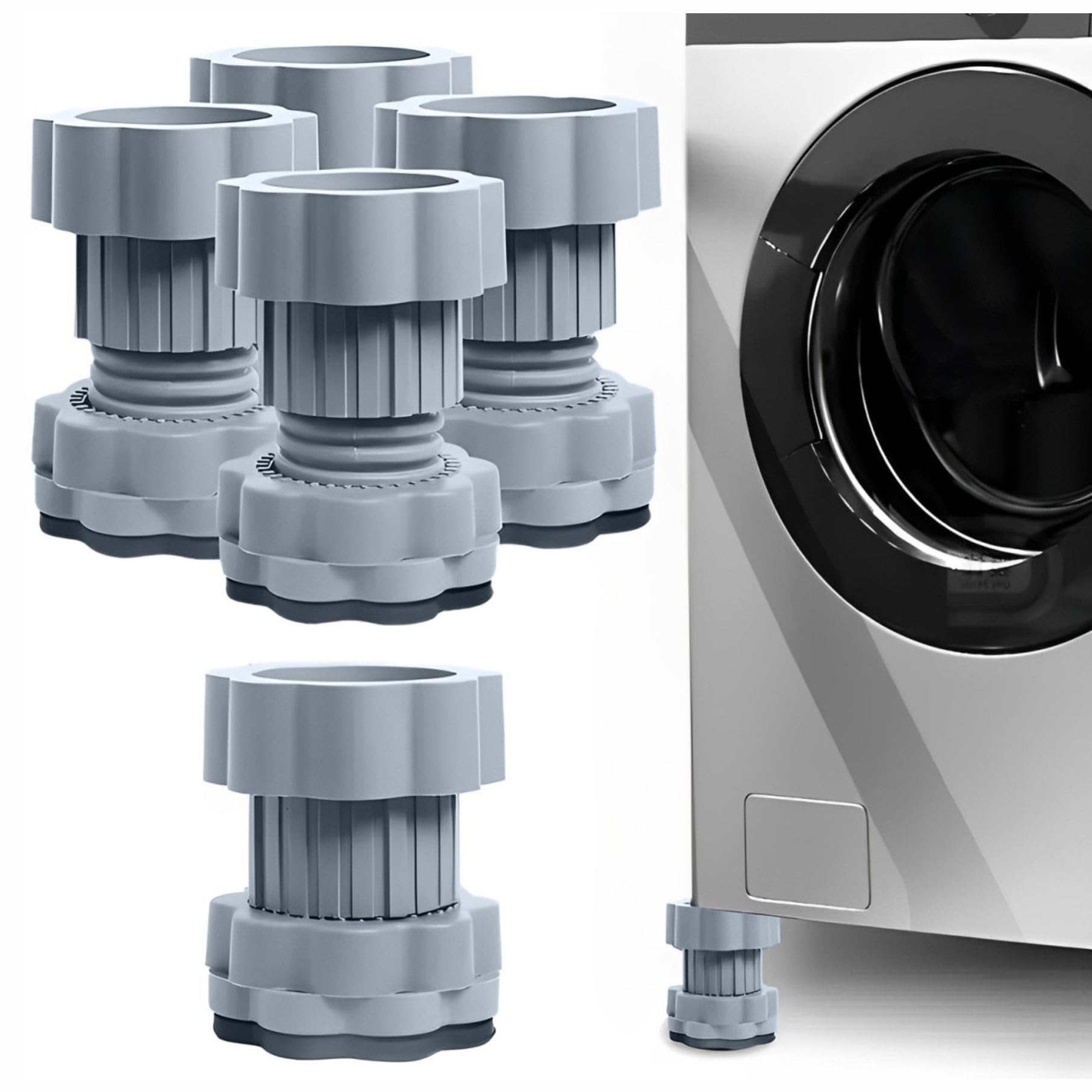 JD FRESH Washing Machine Vibration Pads/Bracket Base for Washing Machine/Refrigerator Stand with Height Adjustment Feet/Washing Machine Stand/Floor Trays/Stands with Anti-Slip Rubber (Blue-4 Pcs Set)