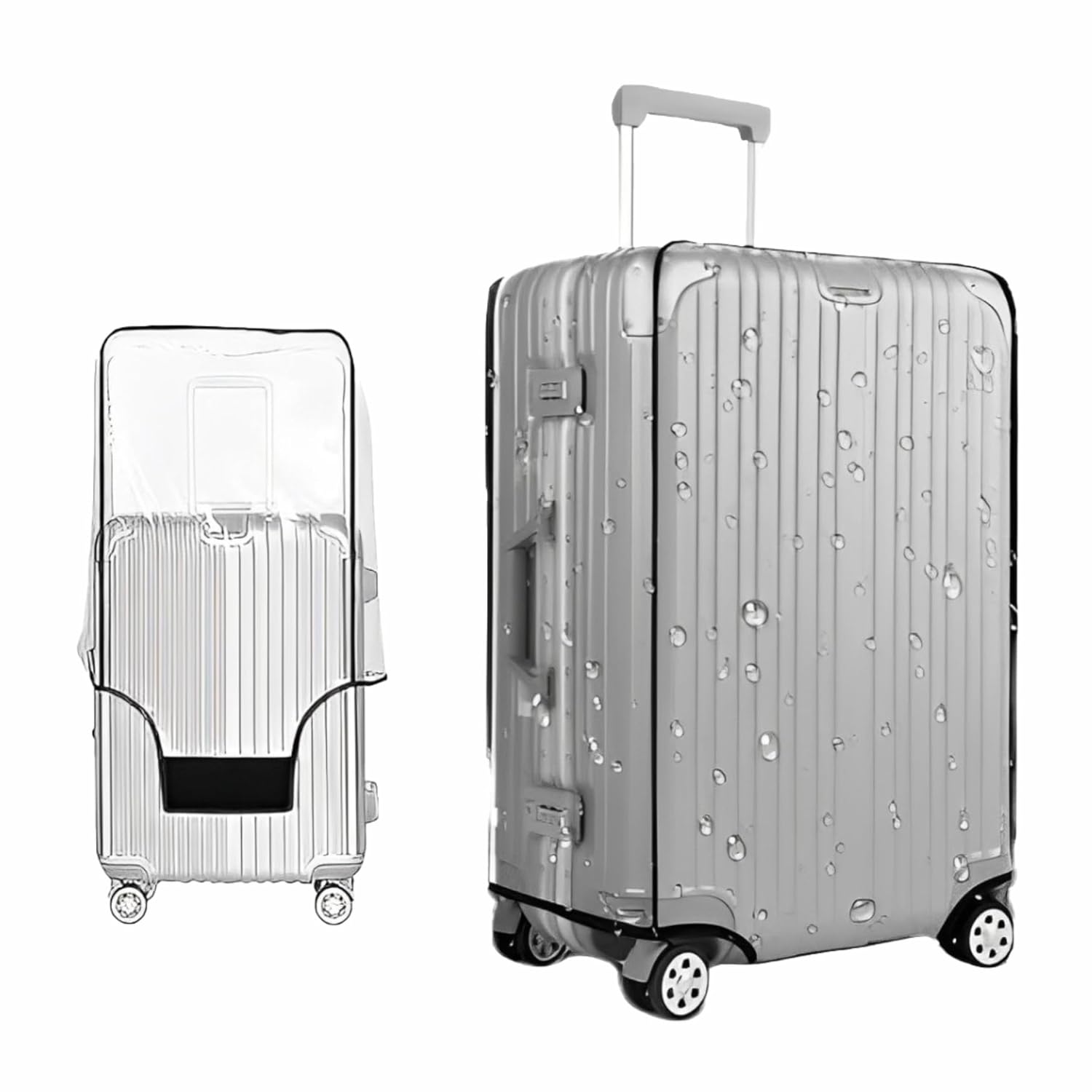 JD FRESH 32 inch Trolley Bag Cover/Waterproof Dustproof Luggage Bag Cover/Zippered Clear PVC Suitcase Covers Protectors (Set of 1)
