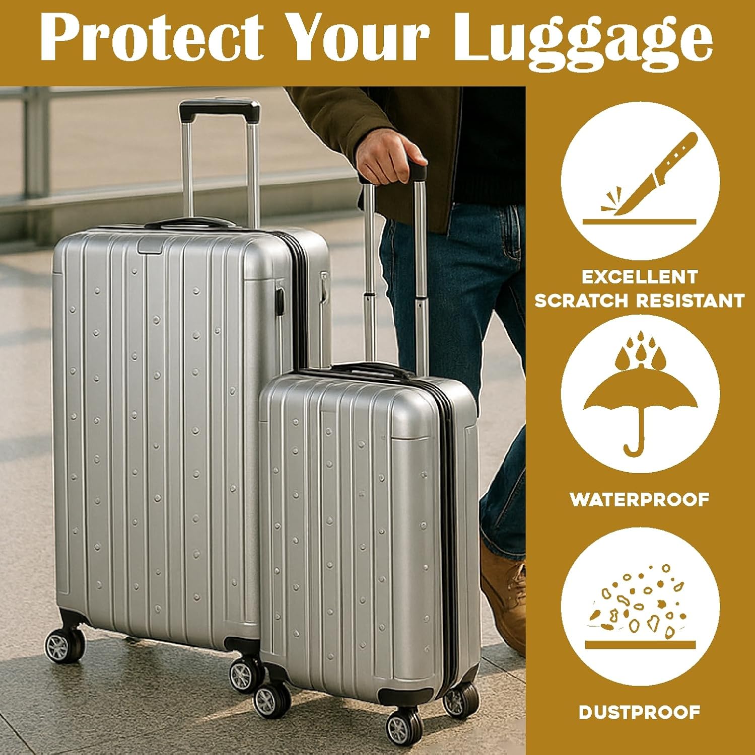 JD FRESH 32 inch Trolley Bag Cover/Waterproof Dustproof Luggage Bag Cover/Zippered Clear PVC Suitcase Covers Protectors (Set of 1)