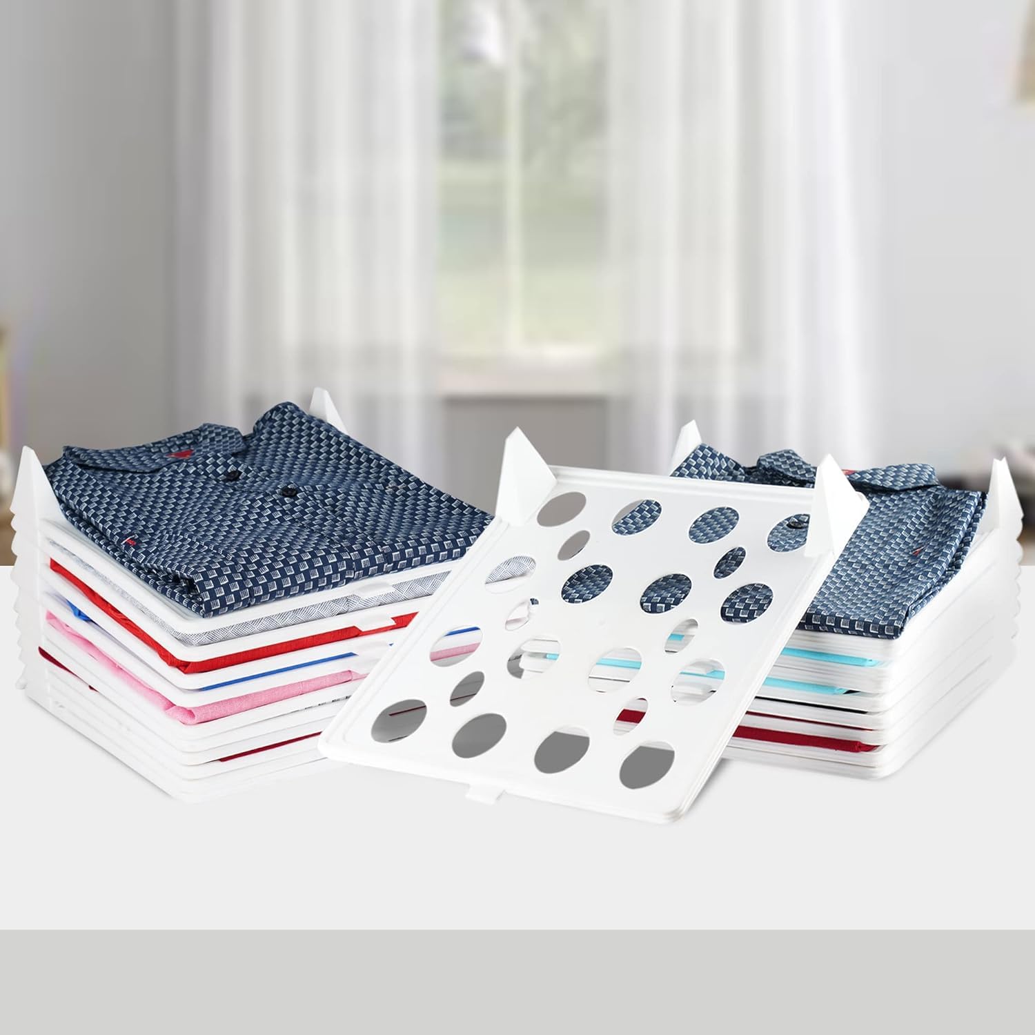 mechdel Effortless Closet Organizer/Shirt Organizer for Men/T Shirt Organizer/Sare Organiser/jeans/pants/iron clothe tray/Folding Board for Shirts (WHITE, 20PCS)