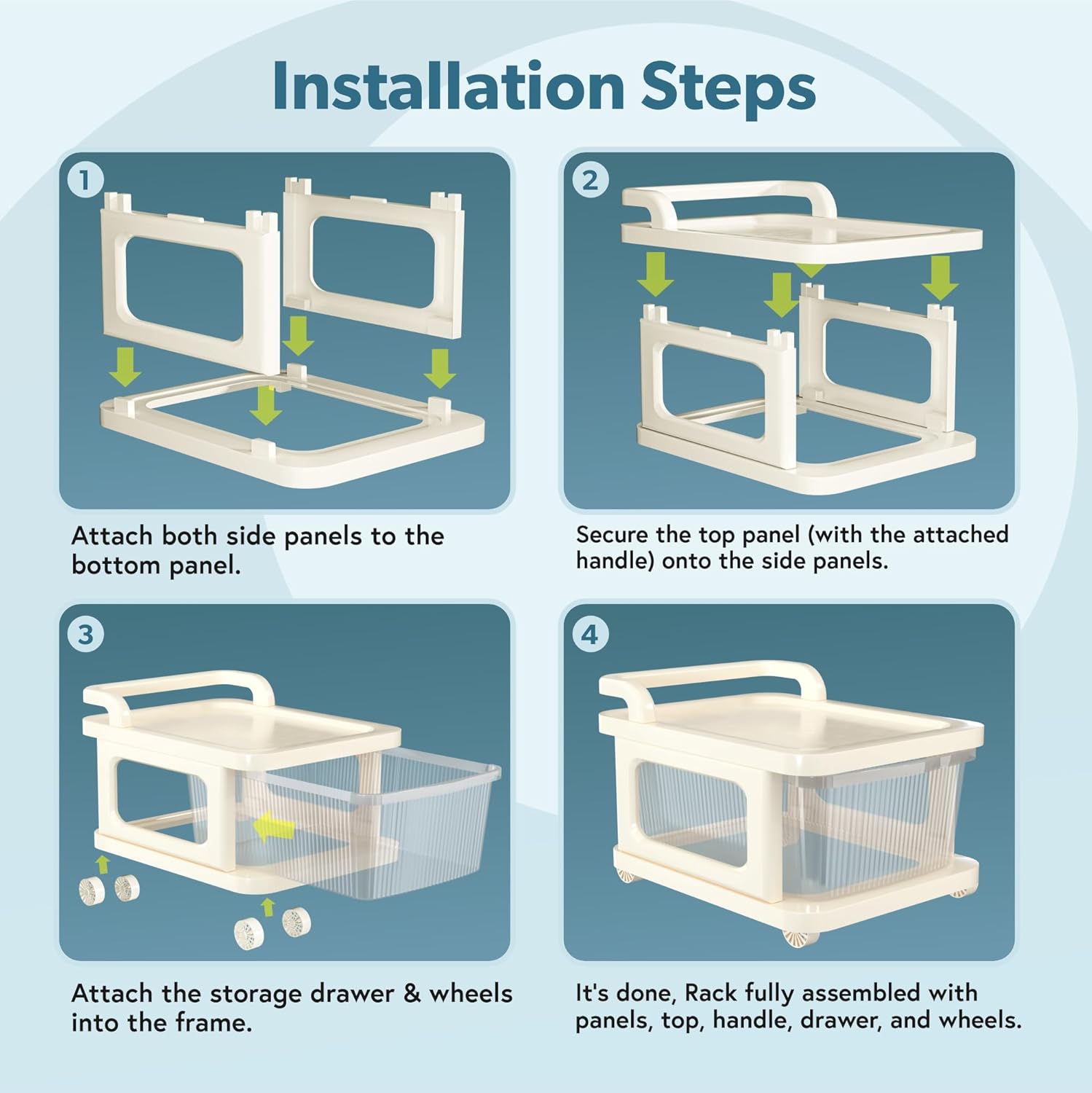 Kuber Industries 5 Layer Plastic Modular Storage Drawer Organizer with Wheels | Chest of Drawer Storage Box for Living Room, Office, School and Home | Toys Organiser for Kids Room | Transparent Ivory