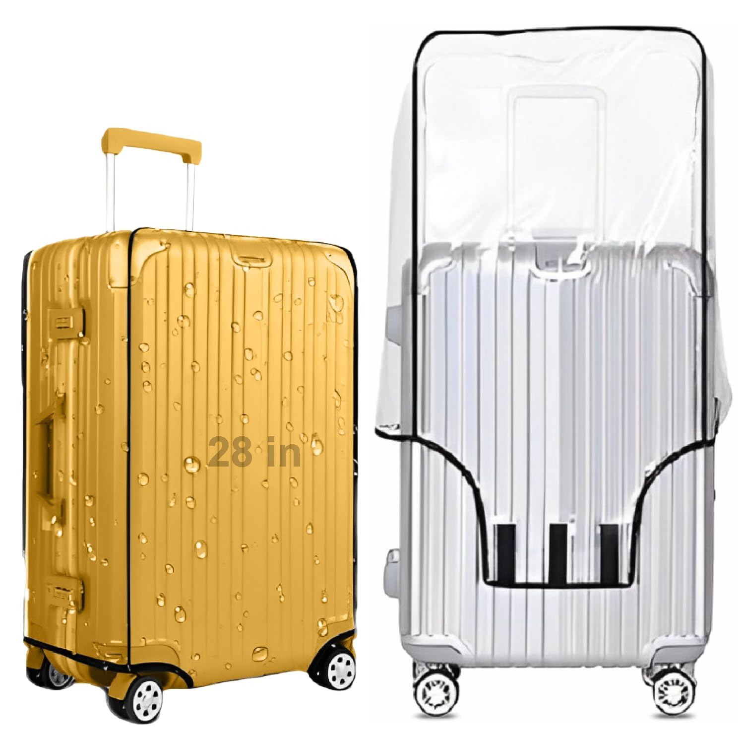 JD FRESH 32 inch Trolley Bag Cover/Waterproof Dustproof Luggage Bag Cover/Zippered Clear PVC Suitcase Covers Protectors (Set of 1)