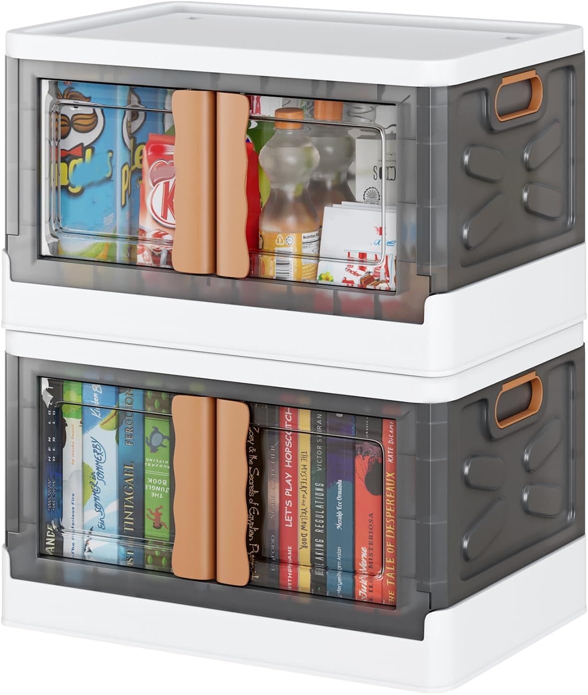 mechdel Collapsible Storage,Cabinet for Storage,Almari, Wardrobe, Cupboard Rack Living Room,Storage Cupboard | Clothes Organizer Rack, 2 Door Cabinet (STORAGE BIN/WHEEL-White, 4PCS)