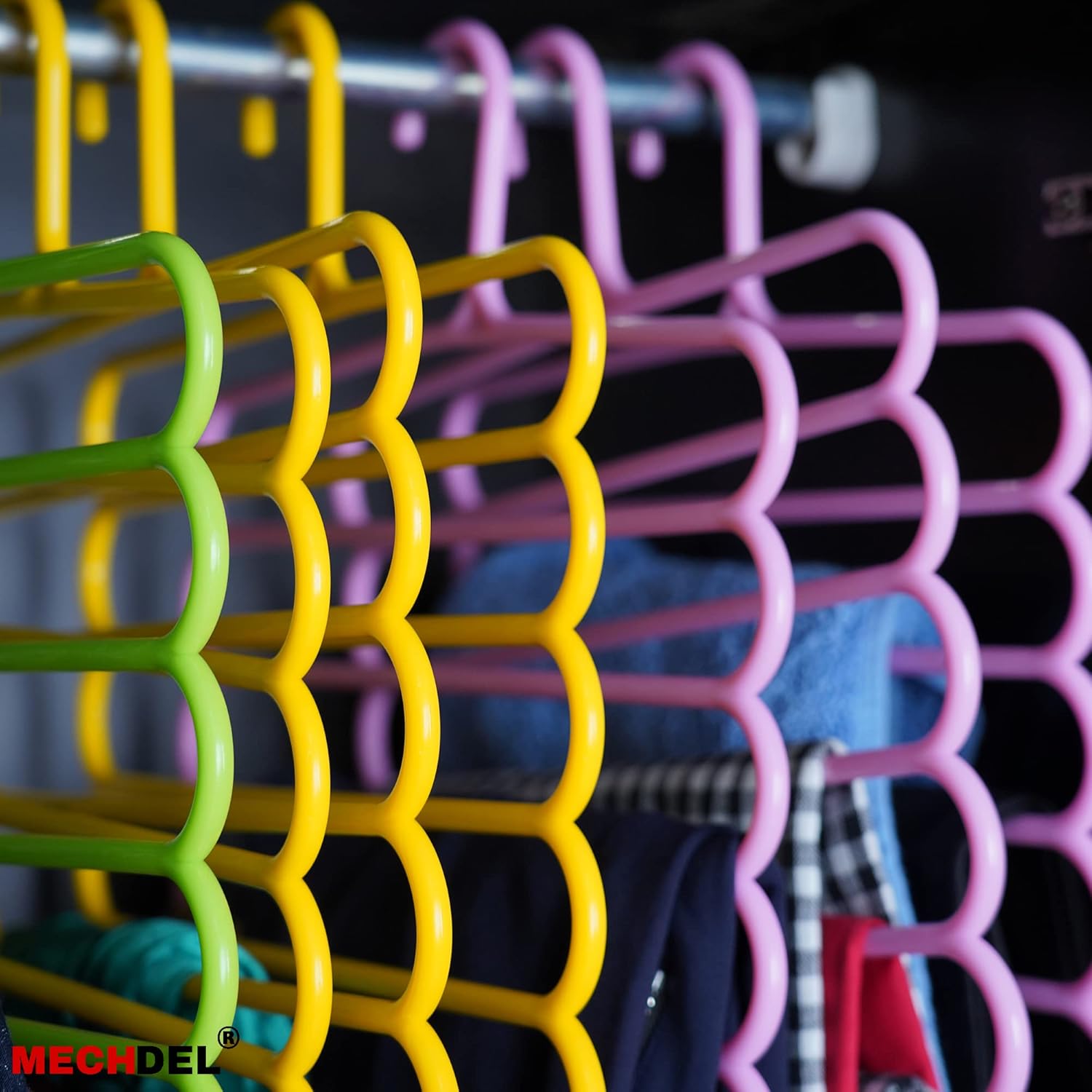 Mechdel 5 Layer Pants Clothes Hanger Wardrobe Storage Organiser Rack, 32l x 1b x 33h cm (Assorted Colour) (3)