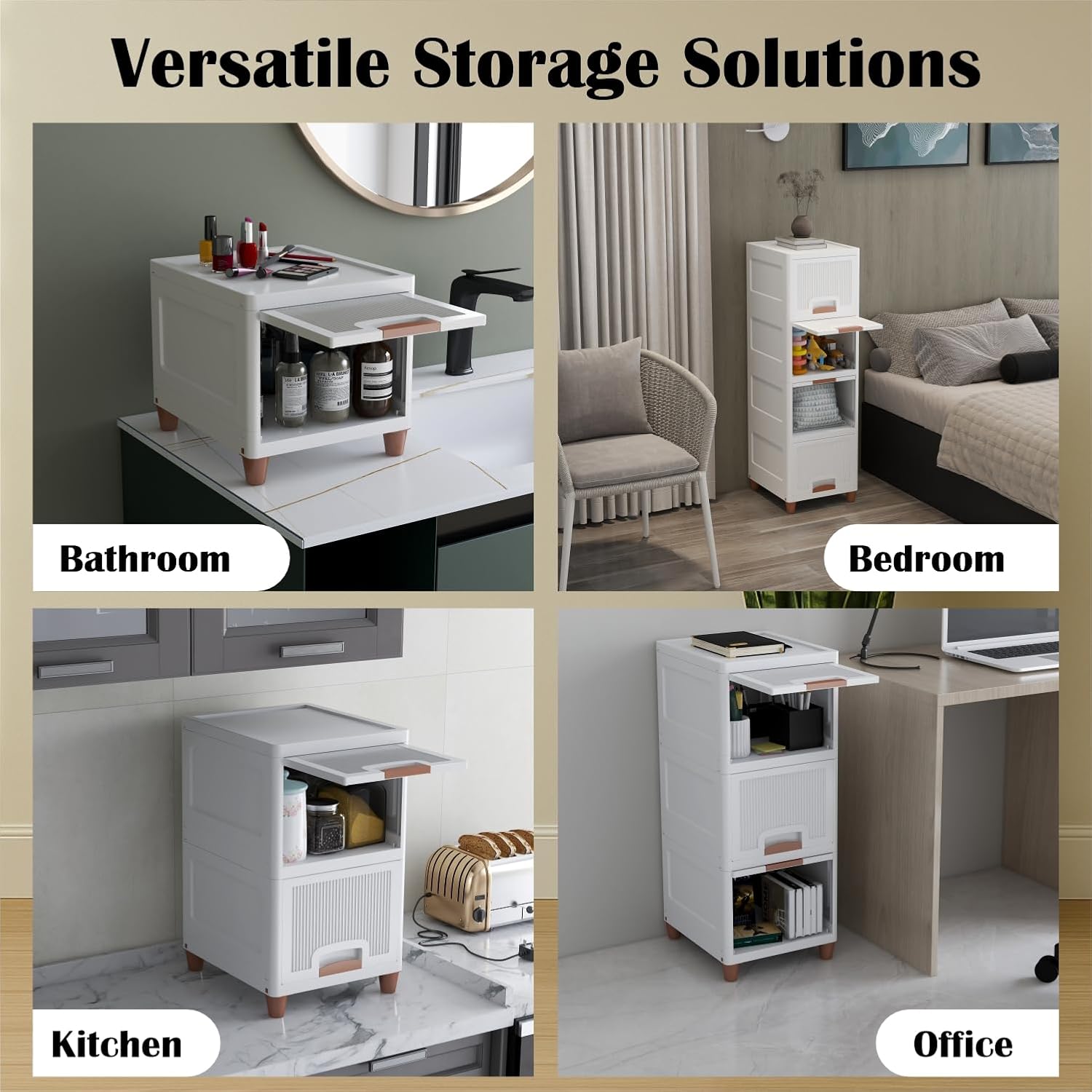 JD FRESH 3 Tier Foldable Organizer for Clothes/Modular Kitchen Storage Rack/Multipurpose Almirah for Bedroom/Wardrobe for Cloth/Space Saving Closet for Living Room/Stackable Cabinet for Home(White)