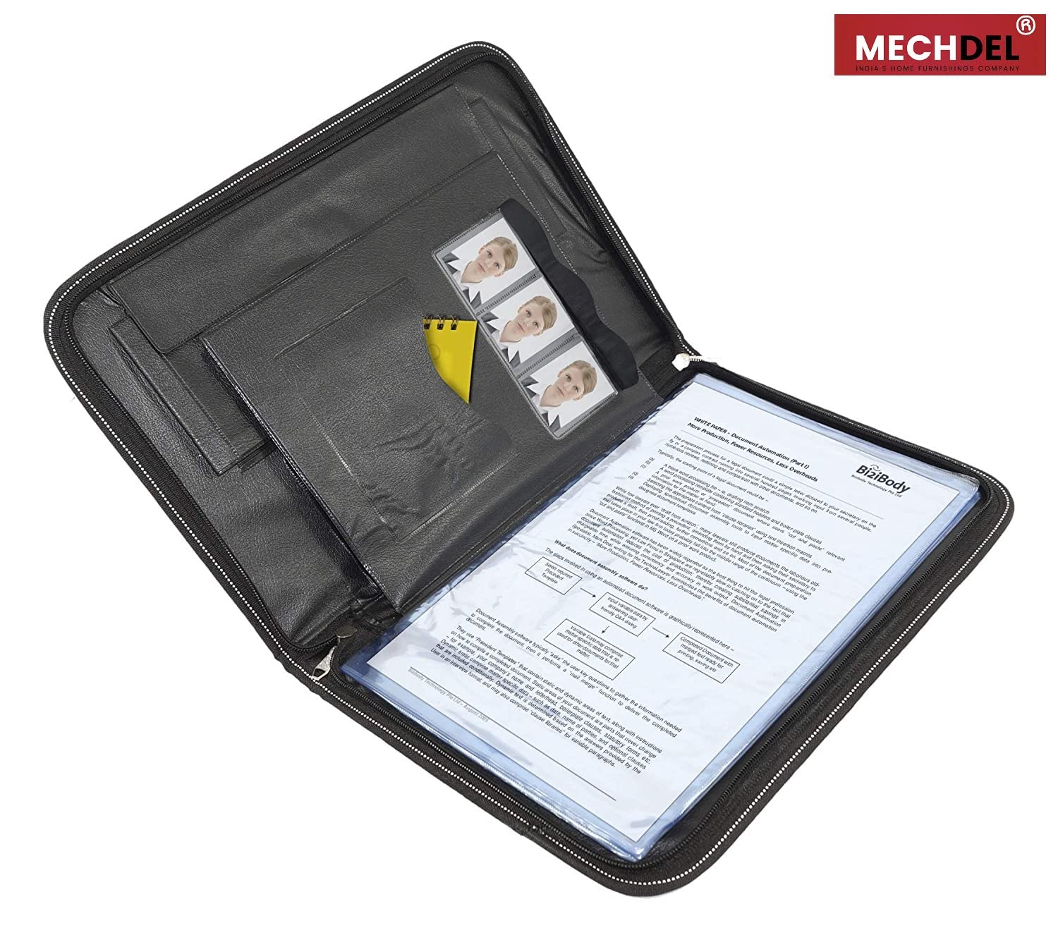 Mechdel PU Leather Multipurpose 24 File Sleeve to Store A4 Professional Files and Folders, Certificate, Legal Size Documents Holder and for Men and Women (Grey)