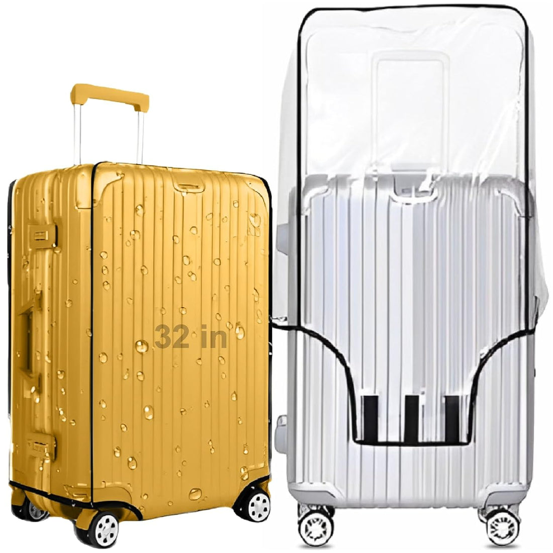 JD FRESH 32 inch Trolley Bag Cover/Waterproof Dustproof Luggage Bag Cover/Zippered Clear PVC Suitcase Covers Protectors (Set of 1)