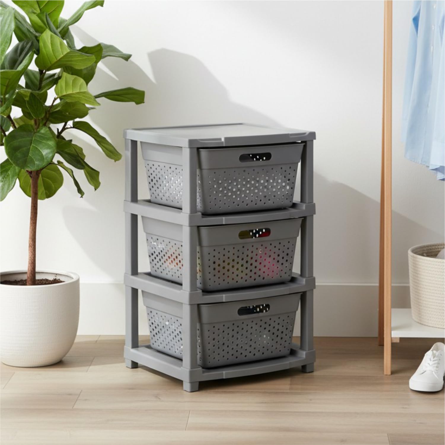 JD FRESH 6-Tier Plastic Storage Cabinet Organizer/Modular Plastic Drawer System for Home, Office, Hospital, Parlor, School, Doctors, and Kids' Rooms/Modular Kitchen & Toy Organizer (GREY)