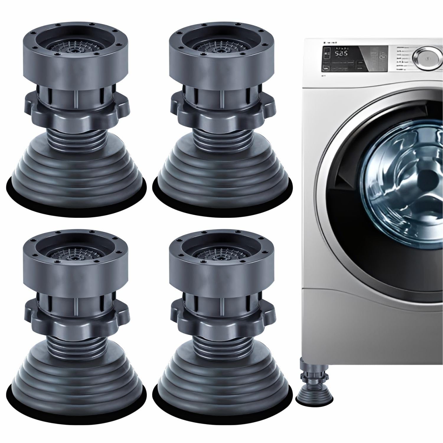 JD FRESH Washing Machine Vibration Pads/Bracket Base for Washing Machine/Refrigerator Stand with Height Adjustment Feet/Washing Machine Stand/Floor Trays/Stands with Anti-Slip Rubber (Blue-4 Pcs Set)