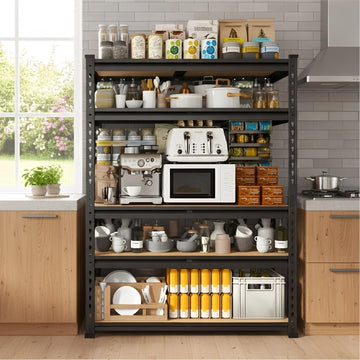 JD FRESH 5-Tier Extra Large Metal Shelf Rack/Adjustable Boltless Shelving Unit/Heavy Duty Display Rack Organizer for Garage/Kitchen/Warehouse/Tool-Free Assembly and Rust-Resistant (72Hx36Wx12L Inch)