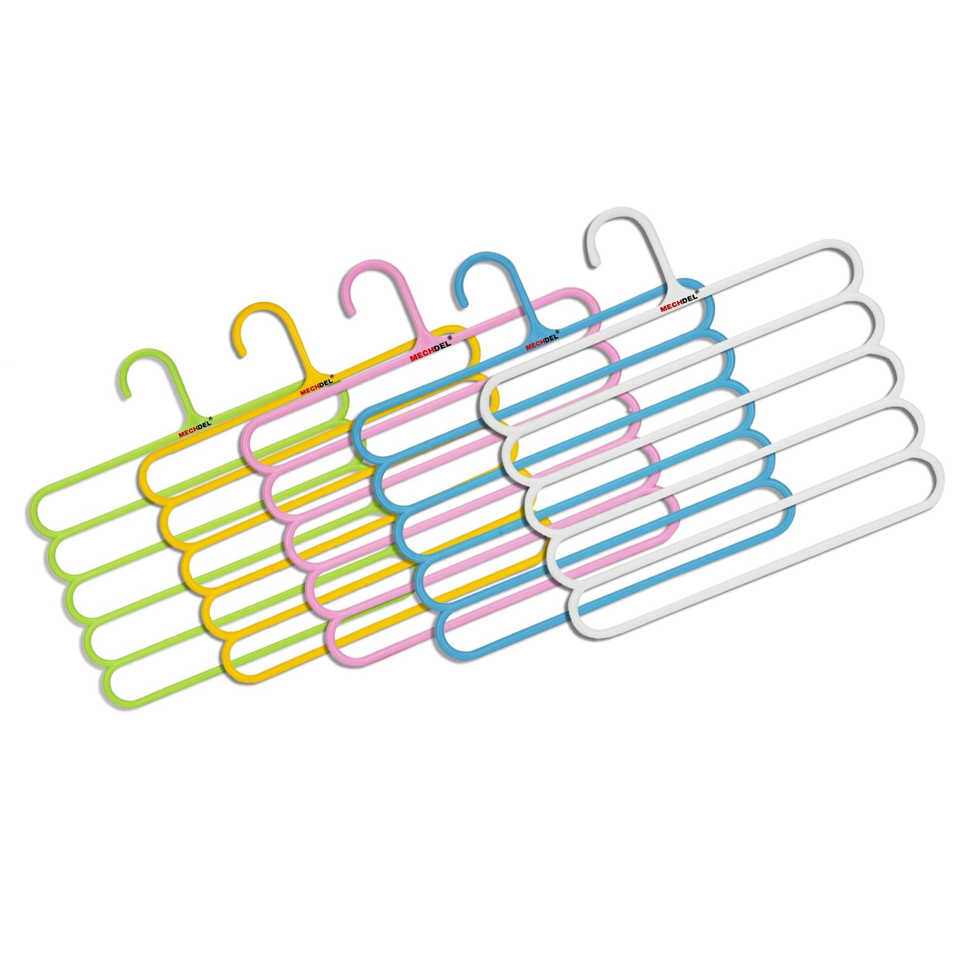 Mechdel 5 Layer Pants Clothes Hanger Wardrobe Storage Organiser Rack, 32l x 1b x 33h cm (Assorted Colour) (3)