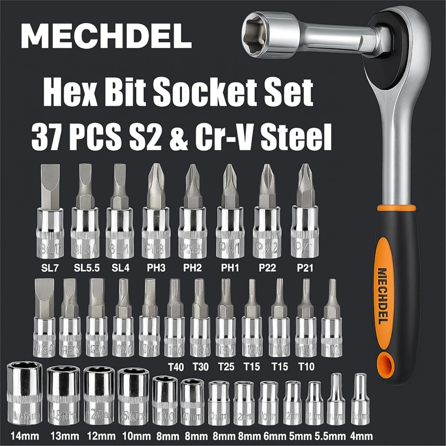 MECHDEL 46-in-1 Tool Kit for Home Use | Spanner Set | Socket Set | Wrench Set | Hand Tools | Bike Tool Kit Set | Goti Pana Box End Set | Socket Wrench Kit | DIY Car & Household Repair Tools