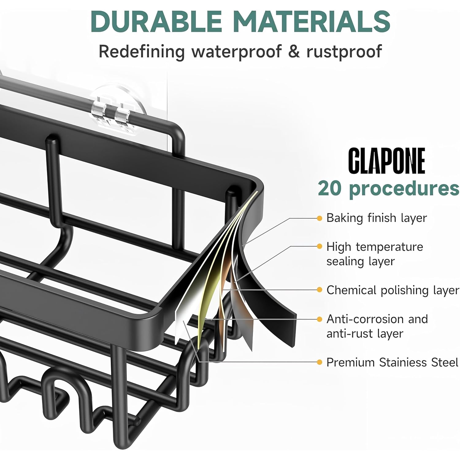 Stainless Steel Bath Organizers With Large Capacity Organizer Combo Racks and Shelves for Wall Stand for Bathroom Without Drill Soap Holder with Tooth Brush Holder Bathroom Accessories (5 pcs)