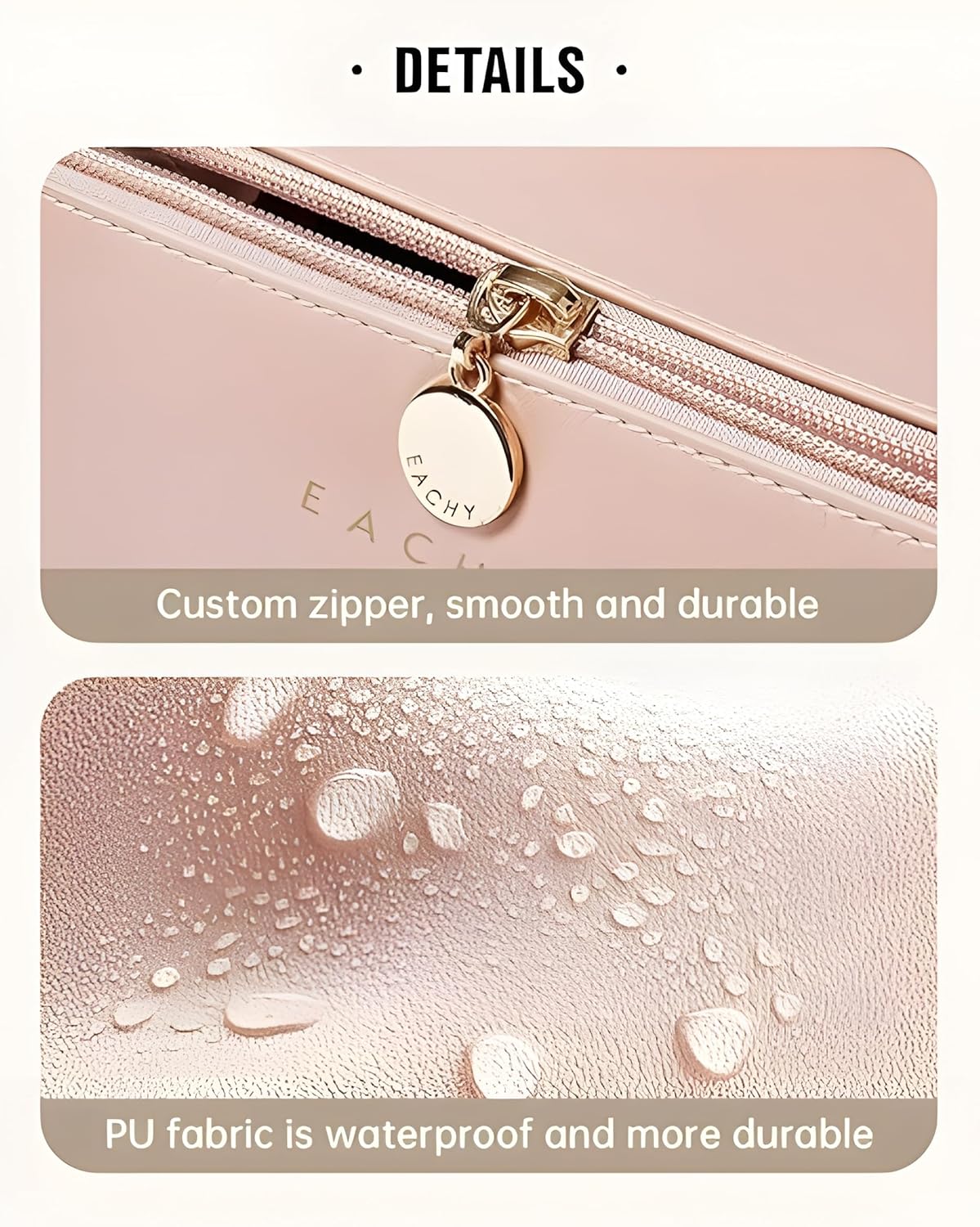 Makeup Pouch Bag Travel Makeup Bag Leather Makeup Organizer Bag/Cosmetic Pouch for Women/Travel Toiletry Bag/Large Capacity Cosmetic Bags Women/Waterproof Portable Pouch Toiletry Bag (Pink)
