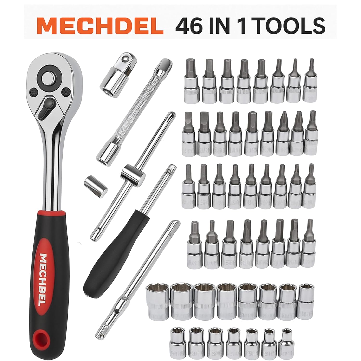 MECHDEL 46-in-1 Tool Kit for Home Use | Spanner Set | Socket Set | Wrench Set | Hand Tools | Bike Tool Kit Set | Goti Pana Box End Set | Socket Wrench Kit | DIY Car & Household Repair Tools