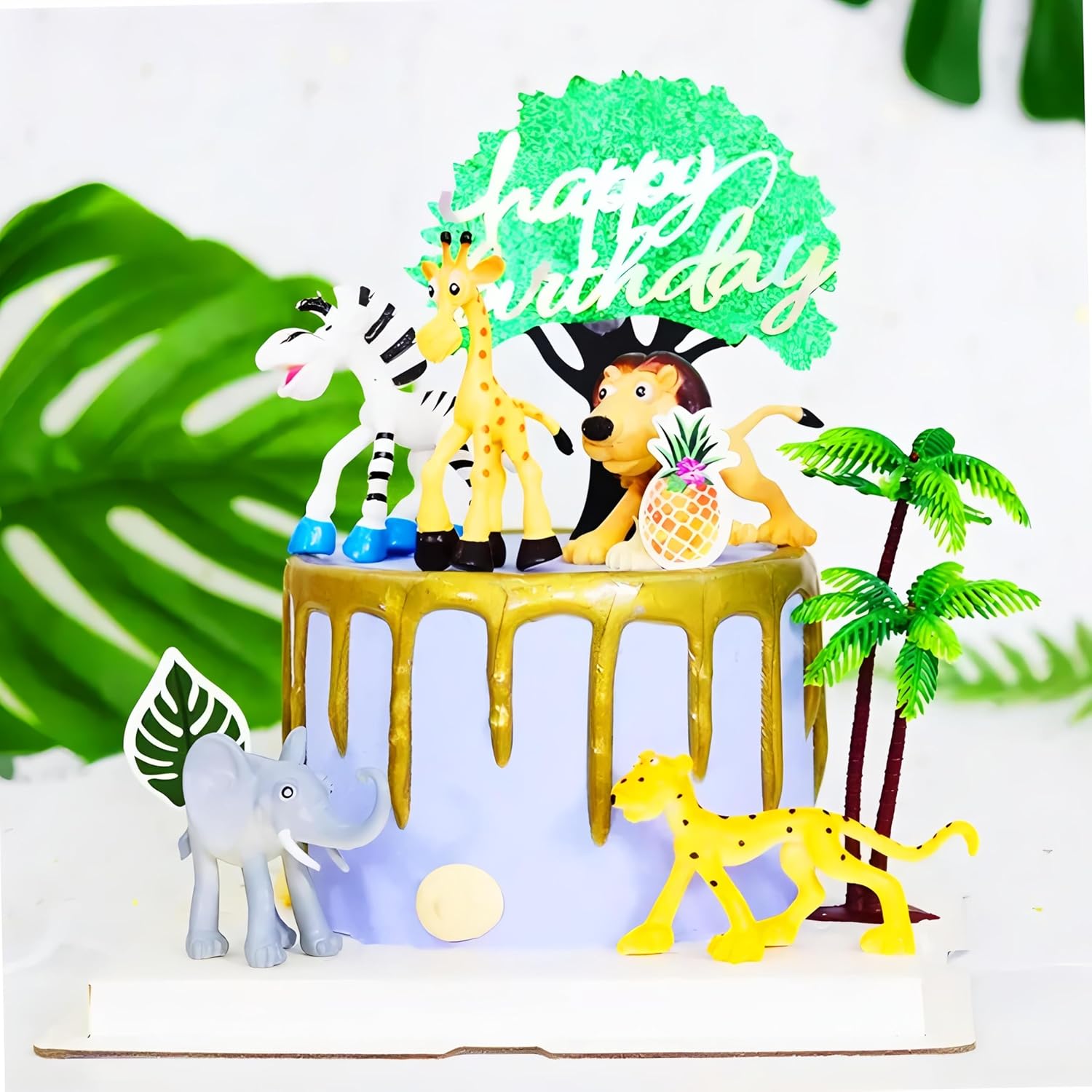 6 Pcs Big Size Full Action Toy Figure Jungle Cartoon Wild Animal Toys Figure Playing Set for Kids Current Animals Lion Giraffe Elephant Tiger Toys