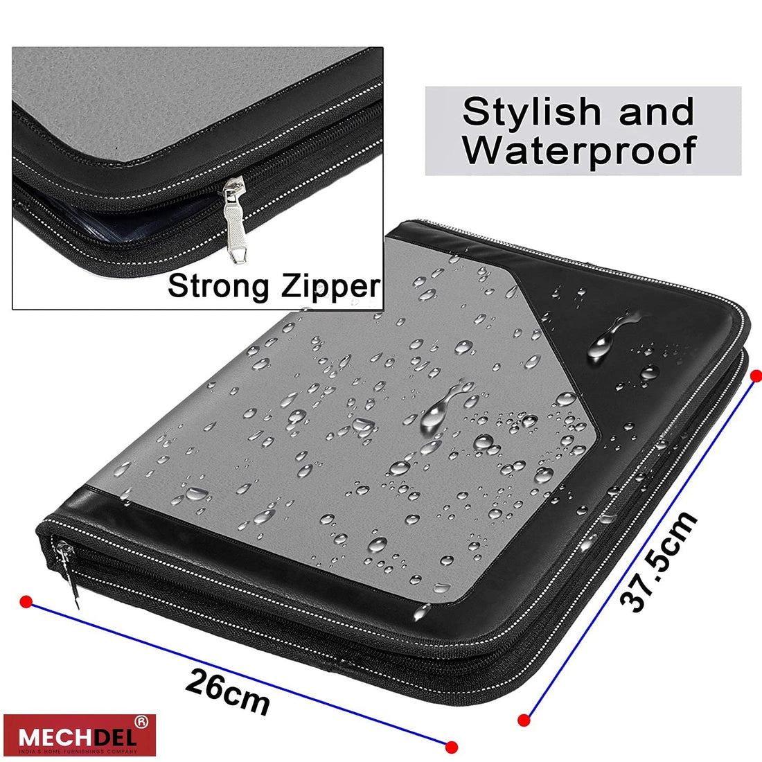 Mechdel PU Leather Multipurpose 24 File Sleeve to Store A4 Professional Files and Folders, Certificate, Legal Size Documents Holder and for Men and Women (Grey)