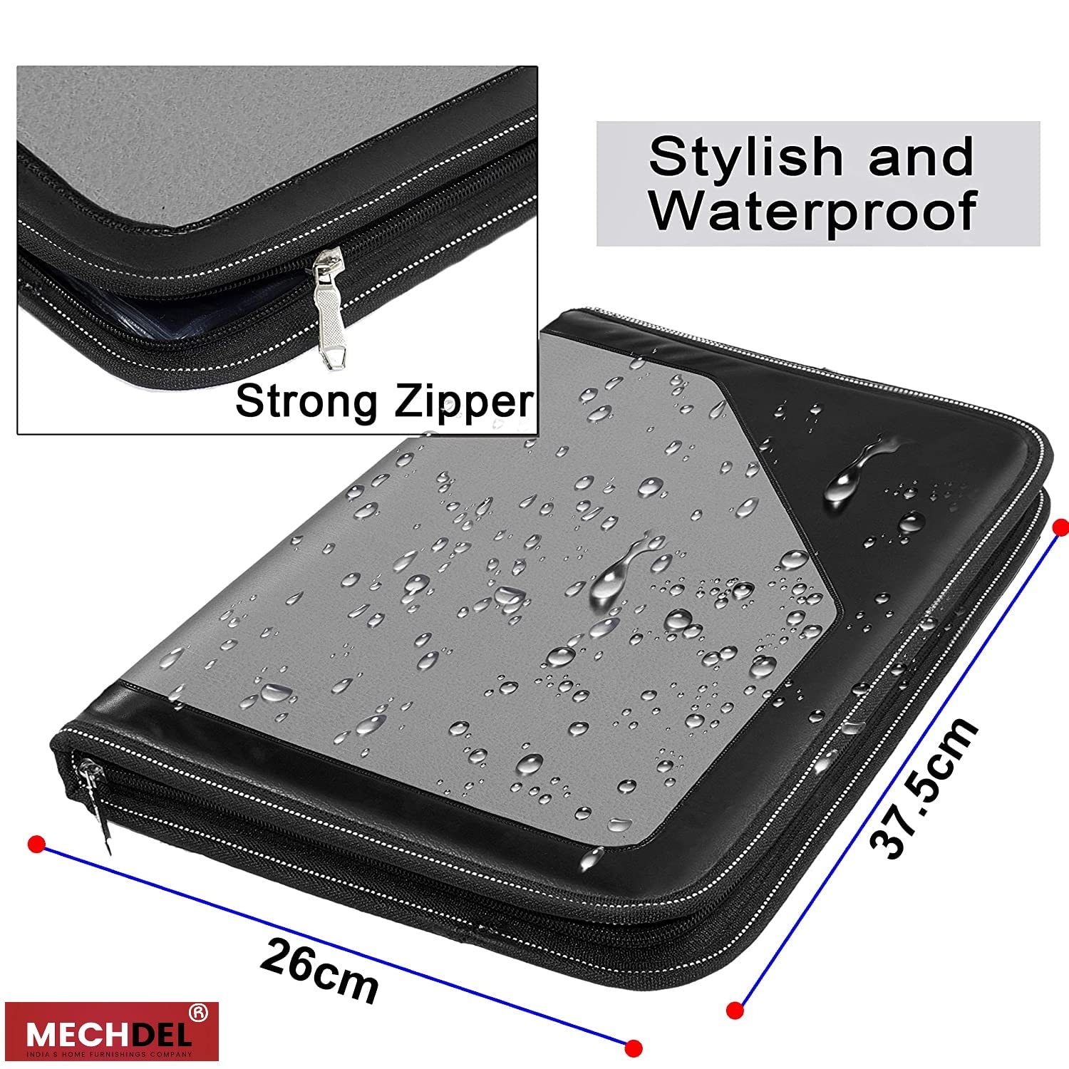 Mechdel PU Leather Multipurpose 24 File Sleeve to Store A4 Professional Files and Folders, Certificate, Legal Size Documents Holder and for Men and Women (Grey)