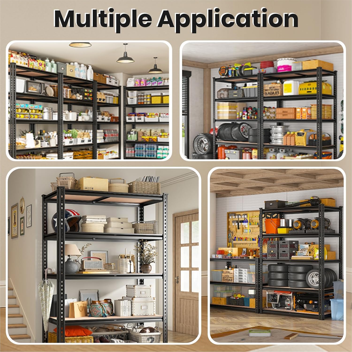 JD FRESH 5-Tier Extra Large Metal Shelf Rack/Adjustable Boltless Shelving Unit/Heavy Duty Display Rack Organizer for Garage/Kitchen/Warehouse/Tool-Free Assembly and Rust-Resistant (72Hx36Wx12L Inch)