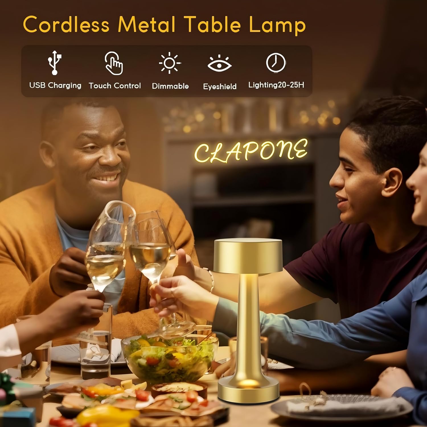 LED Table Lamp – Touch Control with 3 Brightness Levels & 3 Color Modes | Rechargeable Metal Desk Lamp for Bedroom, Nightstand, Living Room, Office & Study Table (Glod, 1 Pcs)
