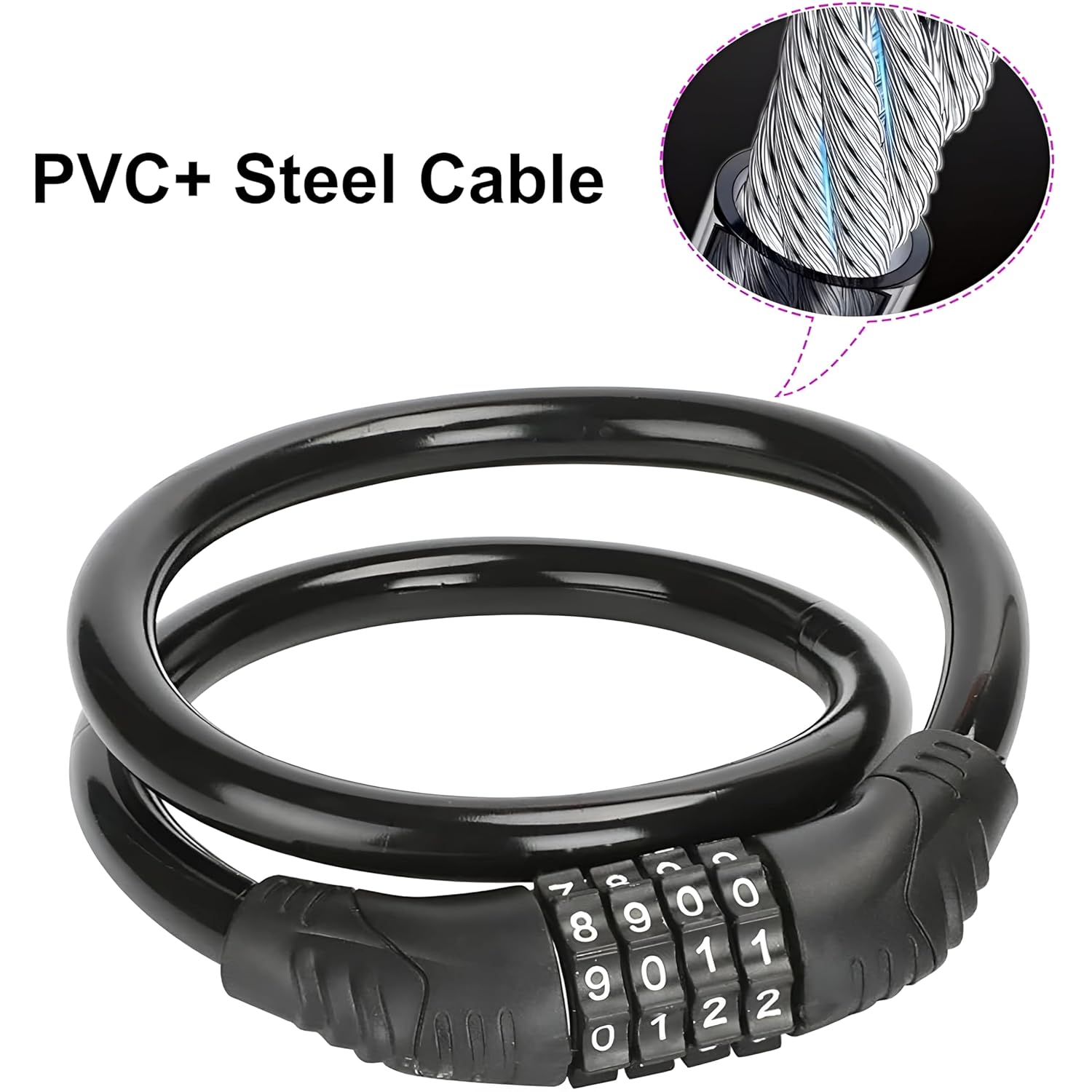 Bike Lock Bicycle Cable High Security Resettable Combination Coiling Bicycle Lock Heavy Duty Anti Theft Cable with Mounting Bracket (Heavy Duty Anti-Theft Protection, 75CM Multi-Purpose Lock)