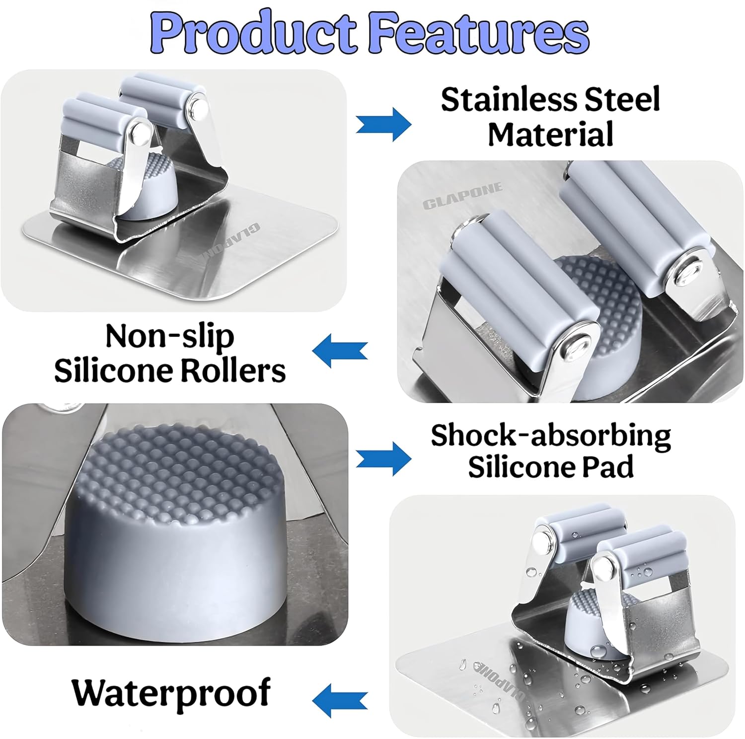 2 Piece Self Adhesive Mop Holder/Wall Mounted Wiper Holder/Storage Organizers/Drill-Free Broom Stick Stand for Home/Indoor-Outdoor/Garage/Commercial/Bathroom Essentials/Umbrella(Grey)