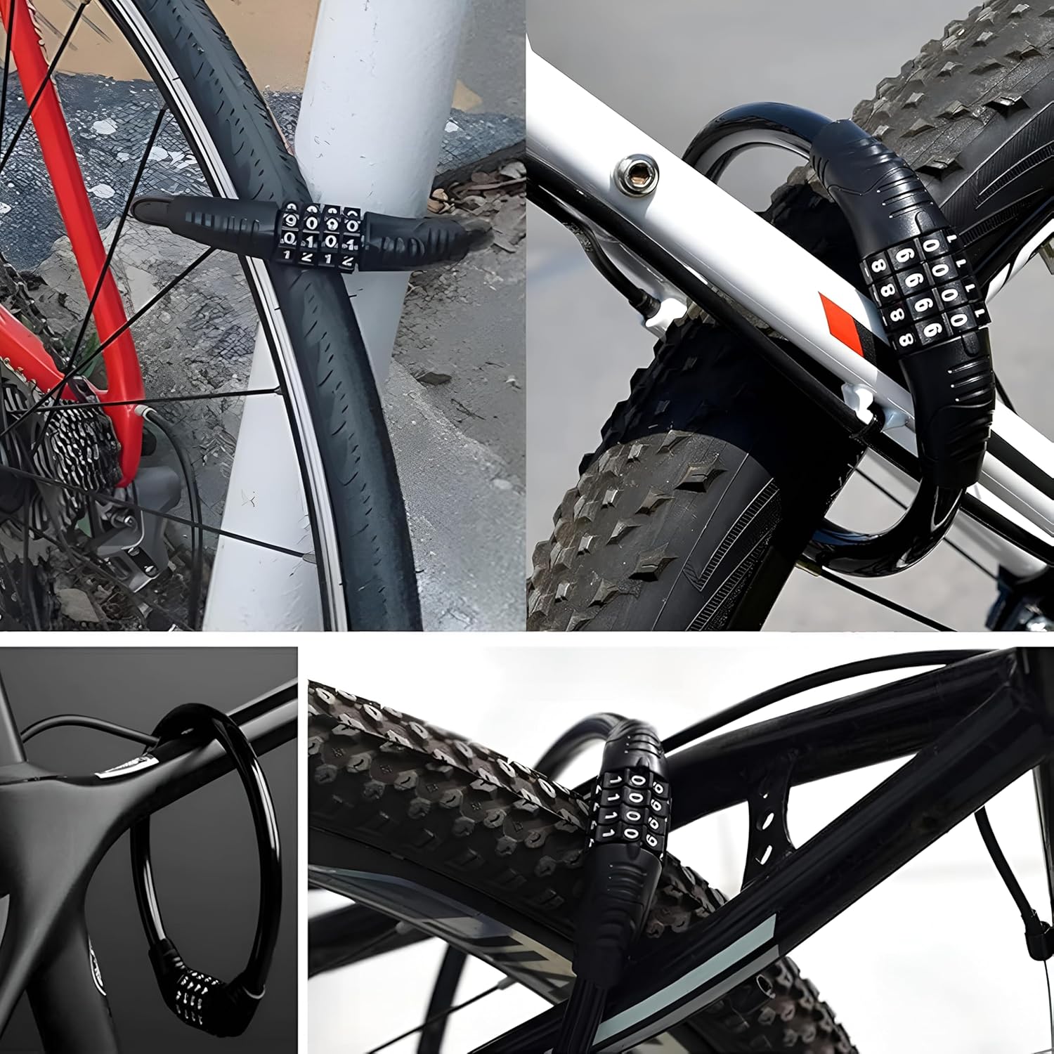 Bike Lock Bicycle Cable High Security Resettable Combination Coiling Bicycle Lock Heavy Duty Anti Theft Cable with Mounting Bracket (Heavy Duty Anti-Theft Protection, 75CM Multi-Purpose Lock)