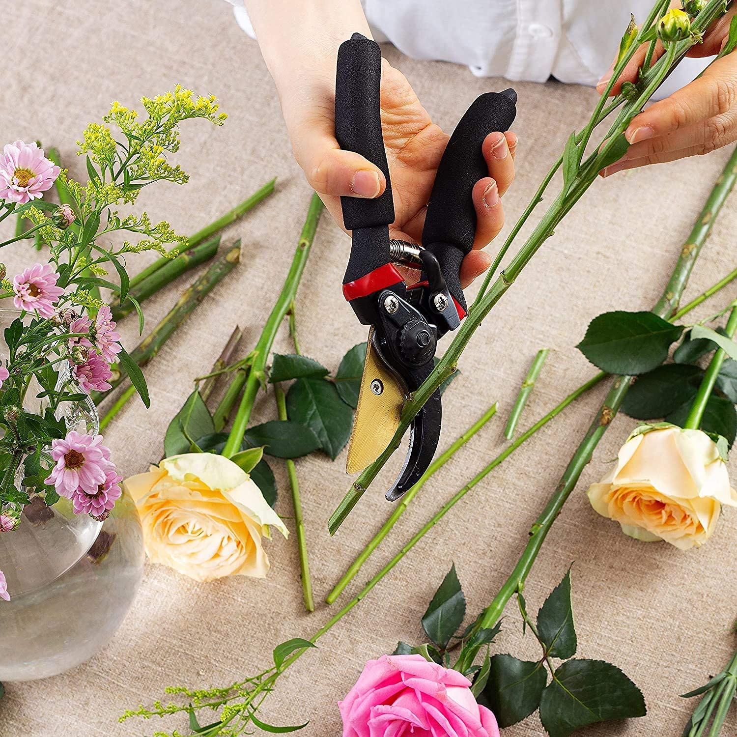 JD FRESH 8 Inch Heavy Duty Gardening Scissor/Plant Cutter for Garden/Pruners for Plants/Branch Cutter for Plants/Flower Cutter/Secateurs/Pruning Shears (Titanium Blade, Black)