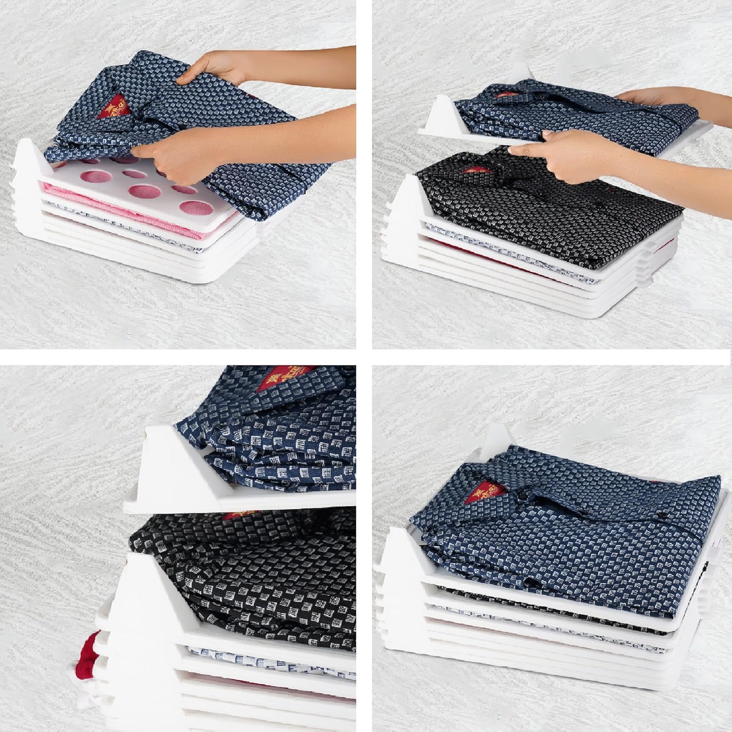 mechdel Effortless Closet Organizer/Shirt Organizer for Men/T Shirt Organizer/Sare Organiser/jeans/pants/iron clothe tray/Folding Board for Shirts (WHITE, 20PCS)