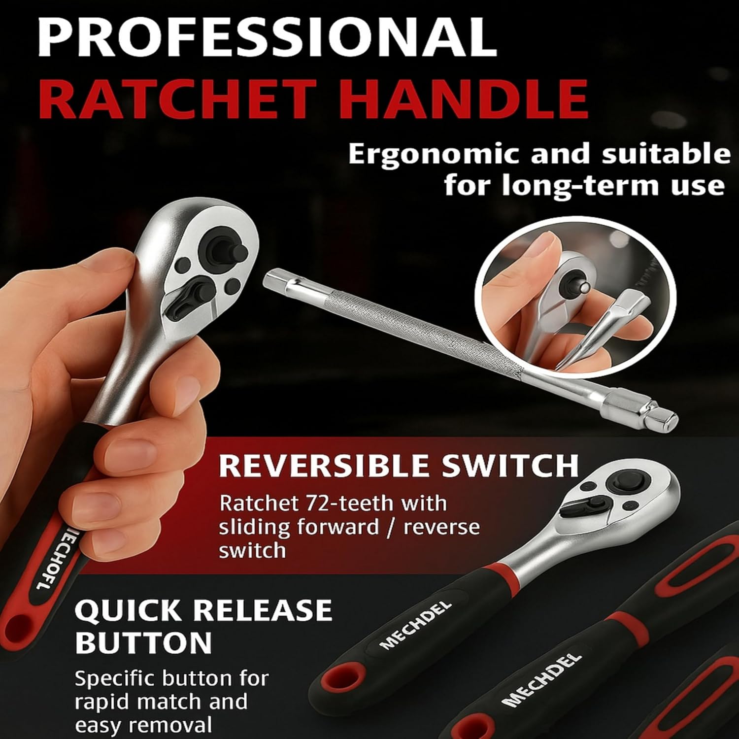 MECHDEL 46-in-1 Tool Kit for Home Use | Spanner Set | Socket Set | Wrench Set | Hand Tools | Bike Tool Kit Set | Goti Pana Box End Set | Socket Wrench Kit | DIY Car & Household Repair Tools