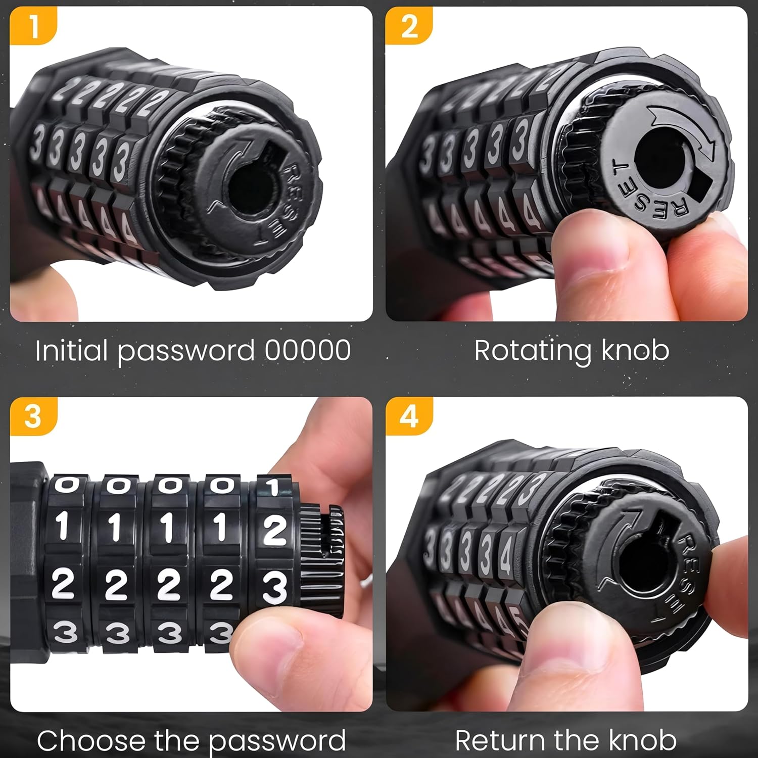 Rubber Bike Lock, 4/5.6 Feet Bicycle Cable, High Security 5 Digit Resettable Combination Coiling Lock, Heavy Duty Anti Theft Cable with Mounting Bracket, 1/2 Inch Diameter (4FT,Black-10mm)