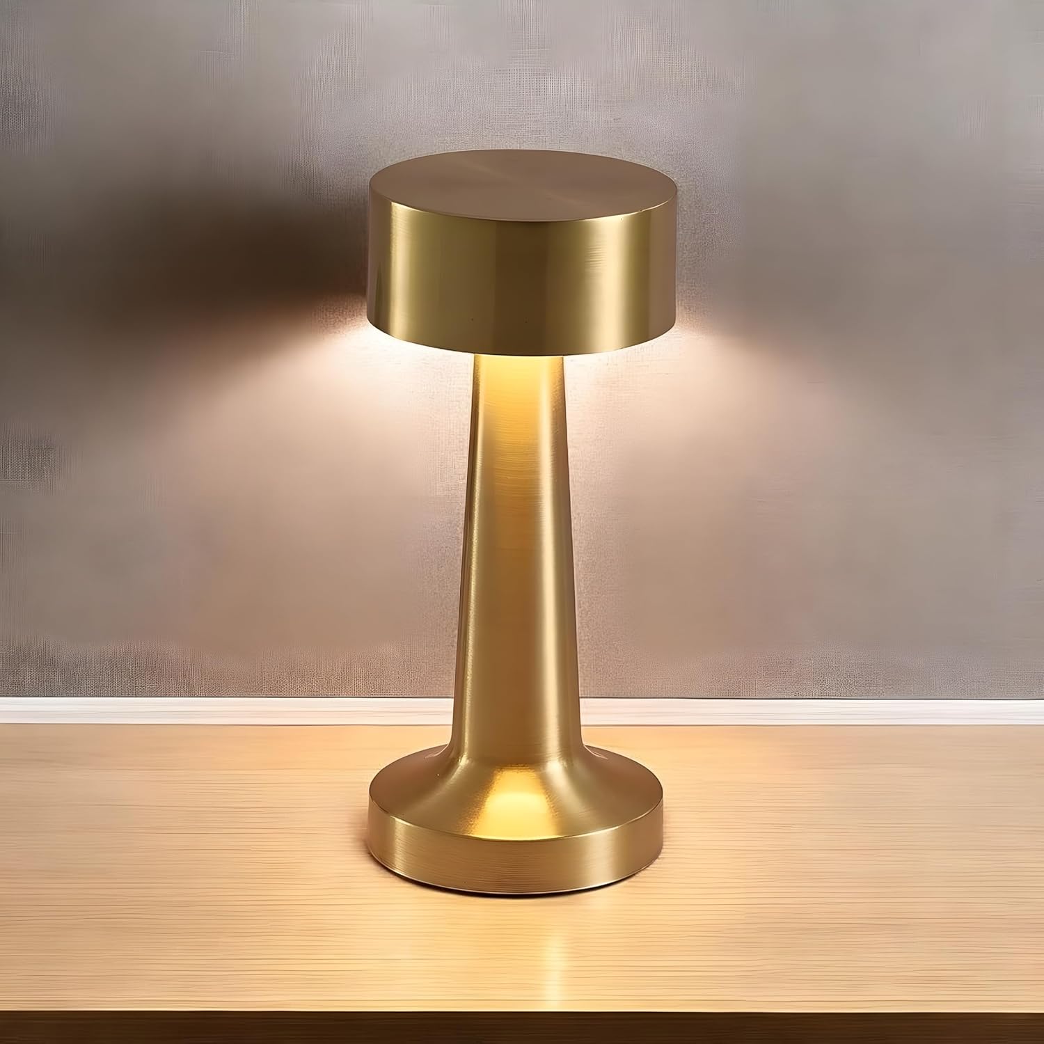 LED Table Lamp – Touch Control with 3 Brightness Levels & 3 Color Modes | Rechargeable Metal Desk Lamp for Bedroom, Nightstand, Living Room, Office & Study Table (Glod, 1 Pcs)