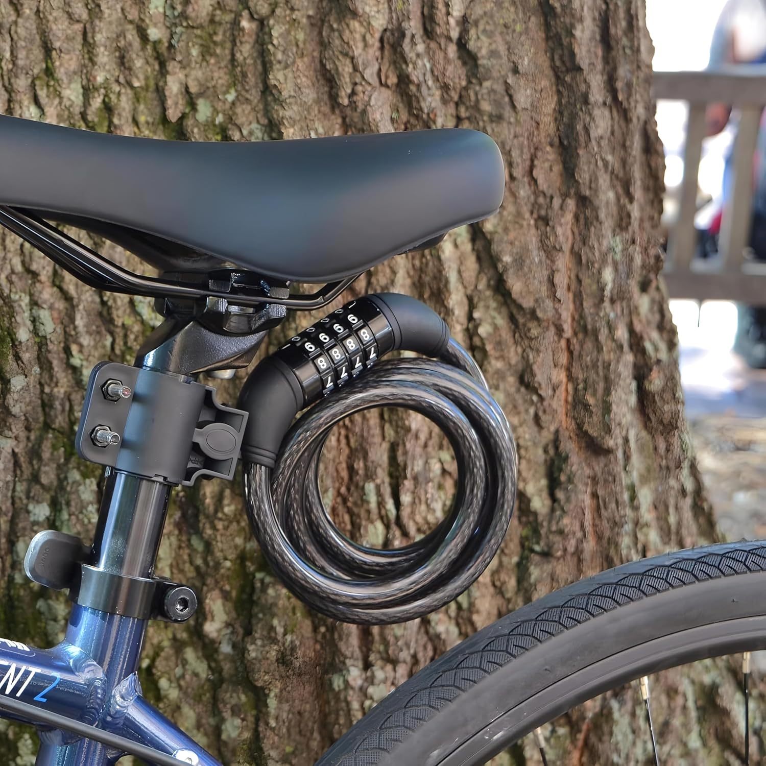 Rubber Bike Lock, 4/5.6 Feet Bicycle Cable, High Security 5 Digit Resettable Combination Coiling Lock, Heavy Duty Anti Theft Cable with Mounting Bracket, 1/2 Inch Diameter (4FT,Black-10mm)