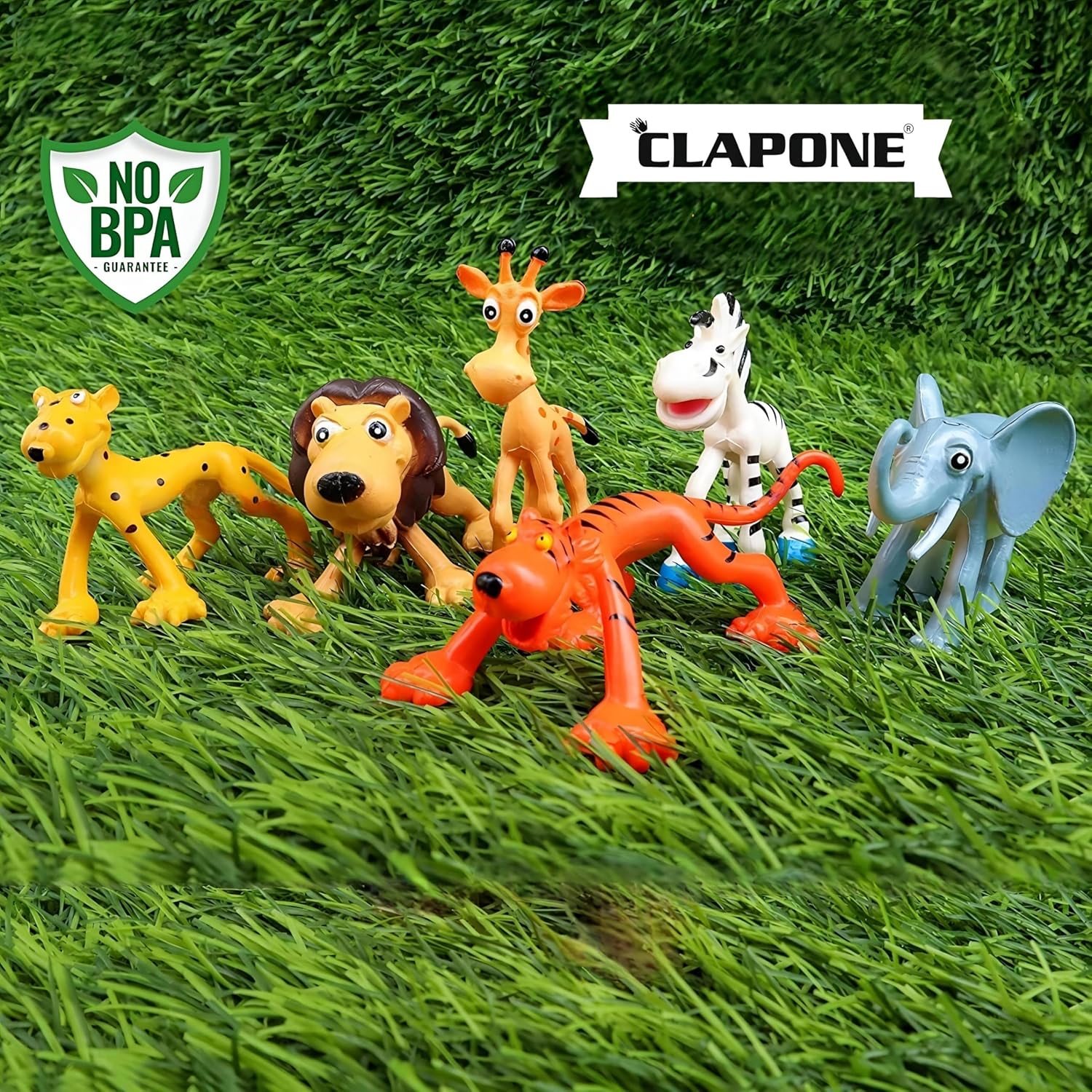 6 Pcs Big Size Full Action Toy Figure Jungle Cartoon Wild Animal Toys Figure Playing Set for Kids Current Animals Lion Giraffe Elephant Tiger Toys